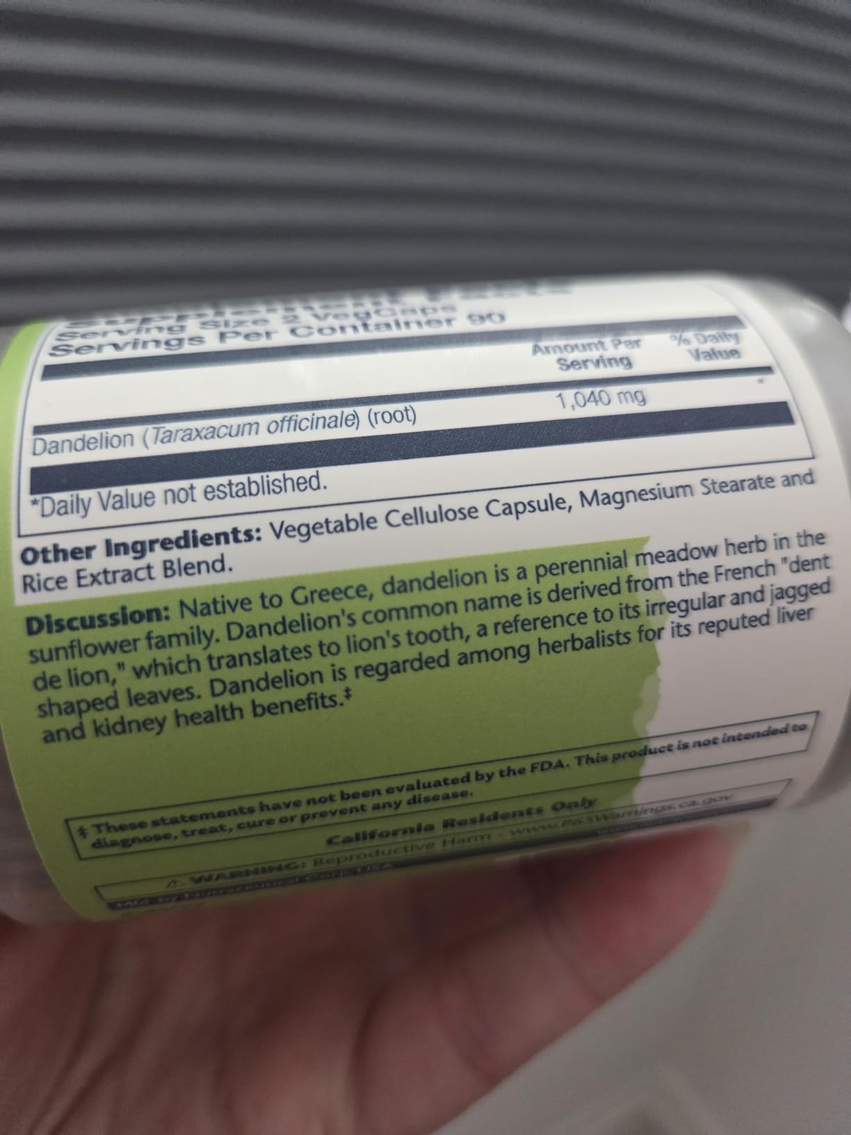SOLARAY Dandelion Root Supplement - Healthy Kidney and Liver Support - 1,040 mg per Serving - Vegan, Lab Verified, 60-Day Guarantee - 50 Servings, 100 VegCaps customer photo 1