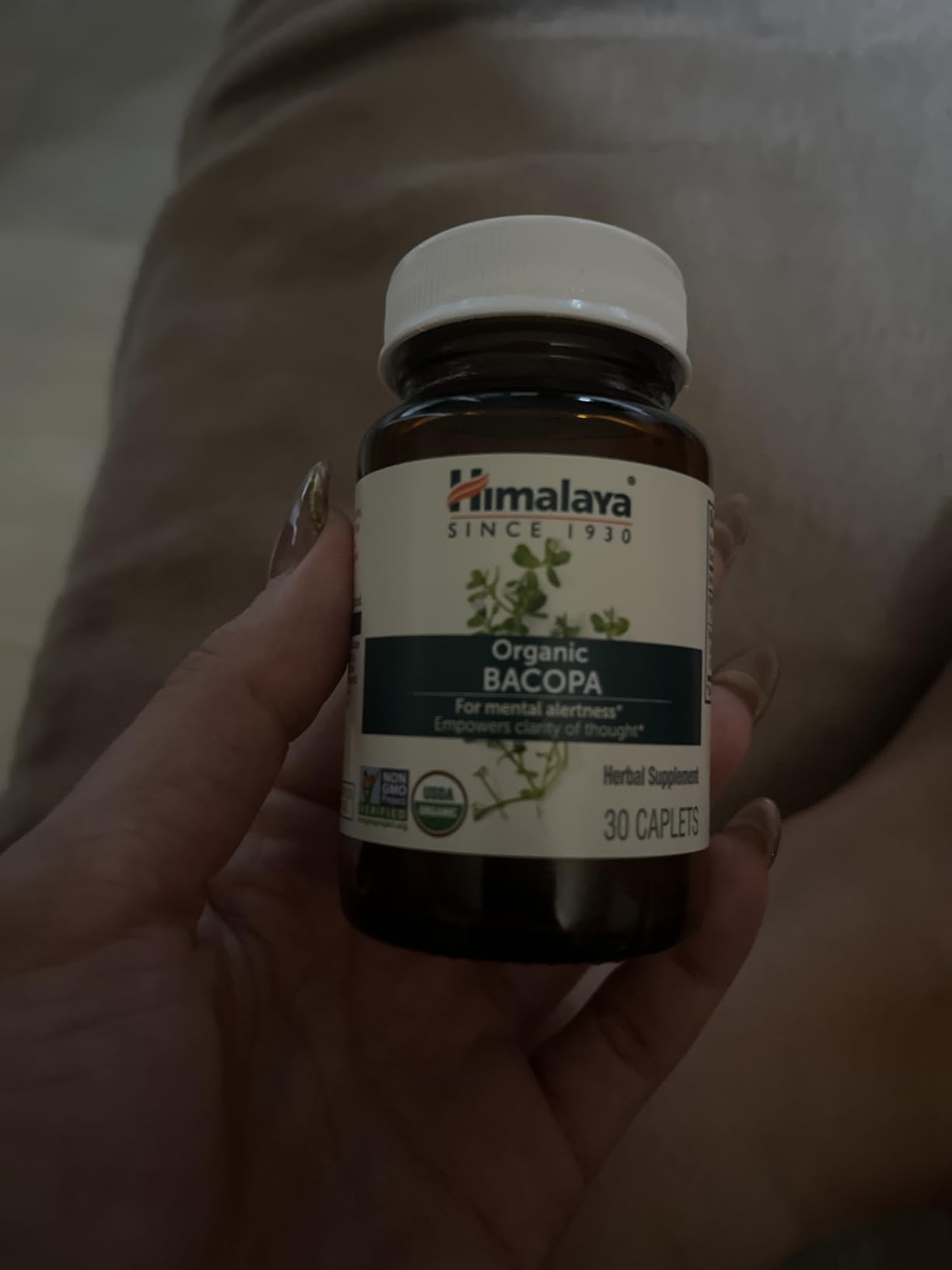 Himalaya USDA Organic Bacopa Monnieri Nootropic Herbal Supplement, Brahmi, Bacopa Supplements, Bacopa Extract, Mental Alertness, Supports Calm, Memory, Cognition, Non-GMO, 750 mg, 60 Plant-Based Caplets customer photo 1