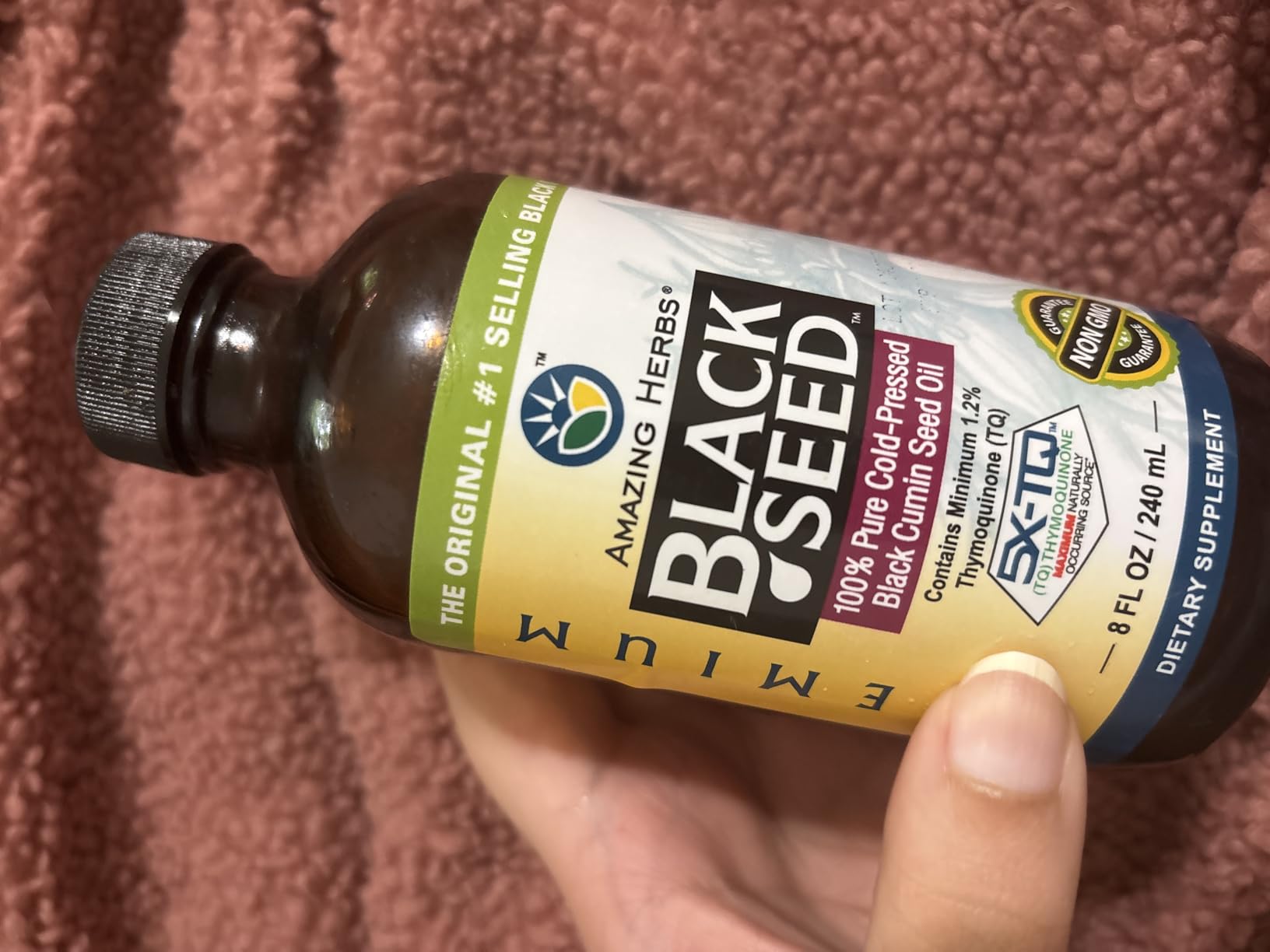 Amazing Herbs Premium Liquid Black Seed Oil - Cold Pressed with Nigella & Sativa, Aids in Digestive Health, Omegas 3 6 & 9, Immune Support, Brain Function, Non GMO, for Men and Women - 8 Fl Oz customer photo 2