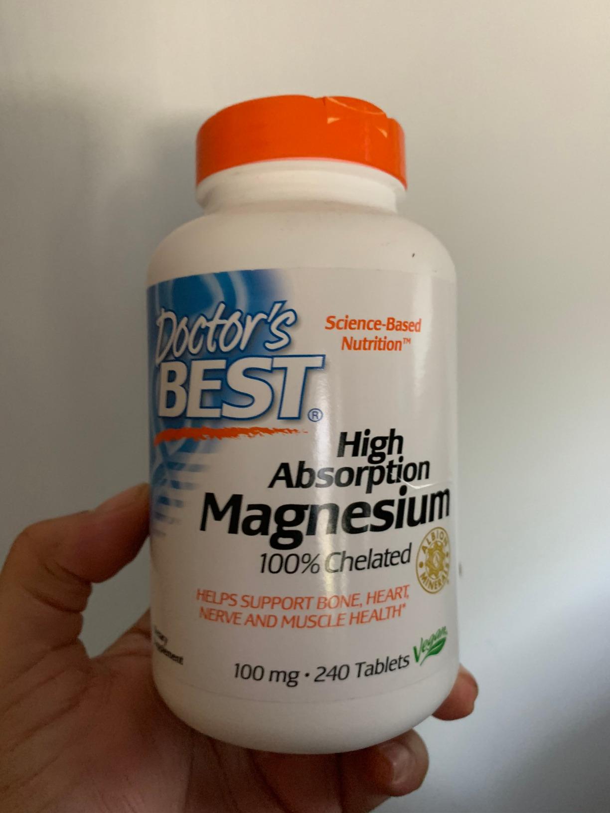 Doctor's Best High Absorption Magnesium Glycinate Lysinate Supplement for Sleep Support - Chelated Magnesium Tablets for Women & Men, 200mg per Serving, Supports Calm & Relaxation, Vegan - 240 Count customer photo 1