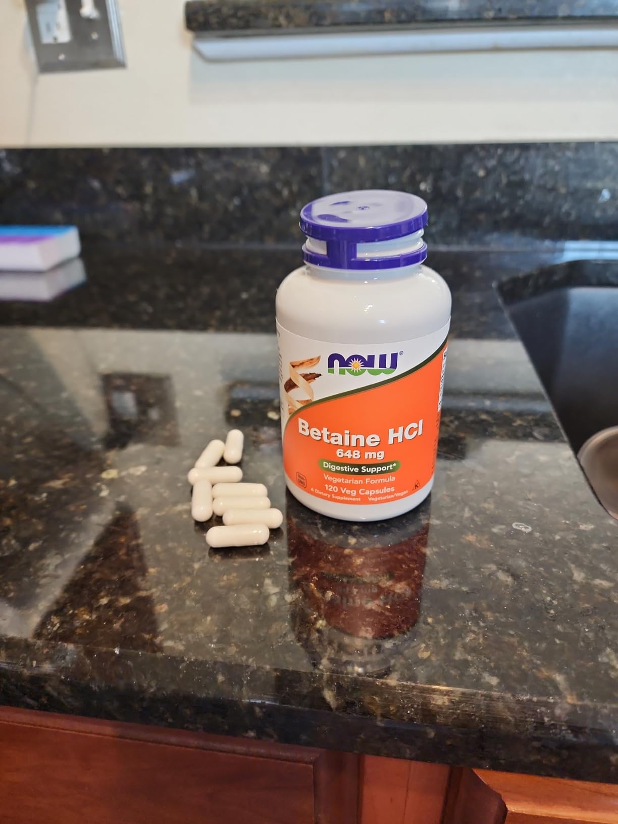 NOW Foods Supplements, Betaine HCl 648 mg, Vegetarian Formula, Digestive Support*, 120 Veg Capsules customer photo 1
