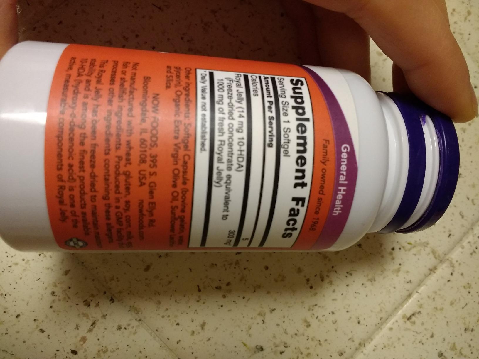 NOW Foods Supplements, Royal Jelly 1000 mg with 10-HDA (Hydroxy-D-Decenoic Acid), 60 Softgels customer photo 2
