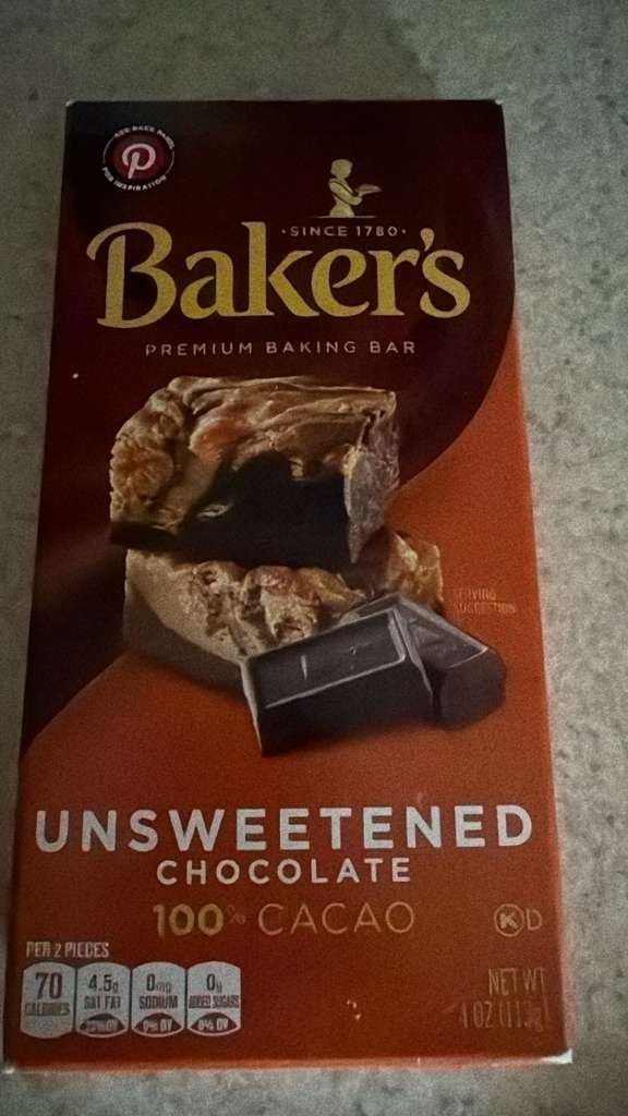 Baker's Unsweetened Chocolate Premium Baking Bar with 100% Cacao (4 oz Box) customer photo 2