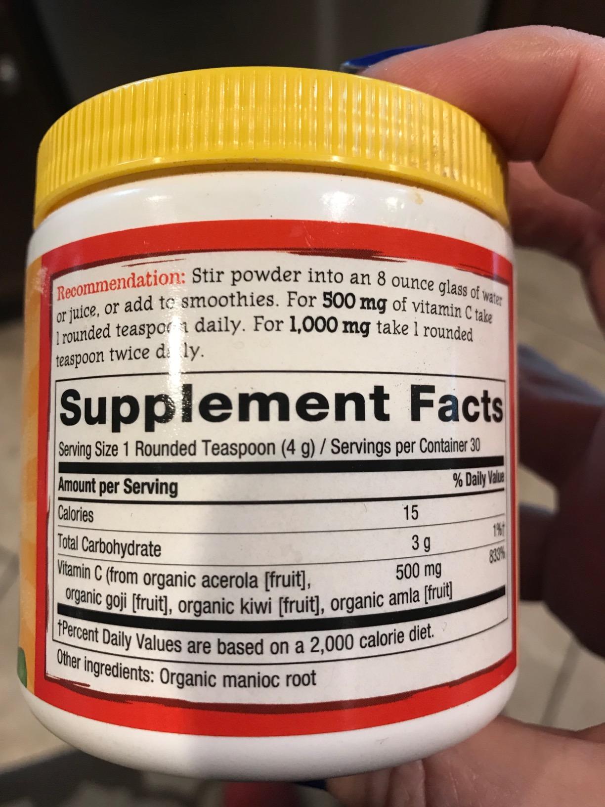 Nature's Way Alive! Vitamin C Powder Drink Mix, Immune Support, Organic, 100% from Acerola Cherry, Zero Sugar, No Gluten, Vegan, 4.23 Oz (Packaging May Vary) customer photo 1