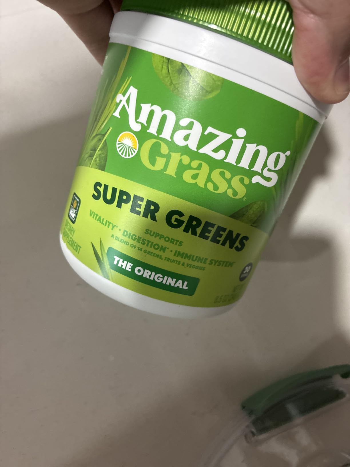 Amazing Grass Super Greens Powder, Organic, Greens Superfood Powder, Smoothie Supplements, Supports Digestion, Probiotics, Spirulina, Beet Root, Original, 30 Servings, 8.5 Ounce customer photo 2