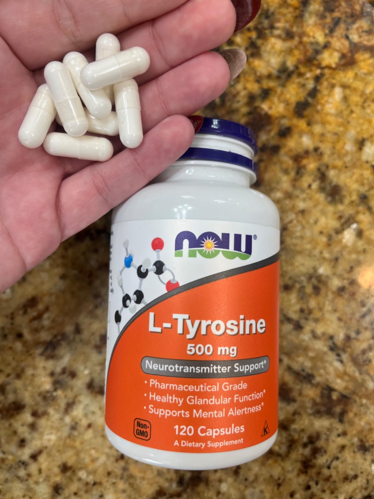 NOW Supplements, L-Tyrosine 500 mg, Supports Mental Alertness, Neurotransmitter Support, 120 Capsules customer photo 2