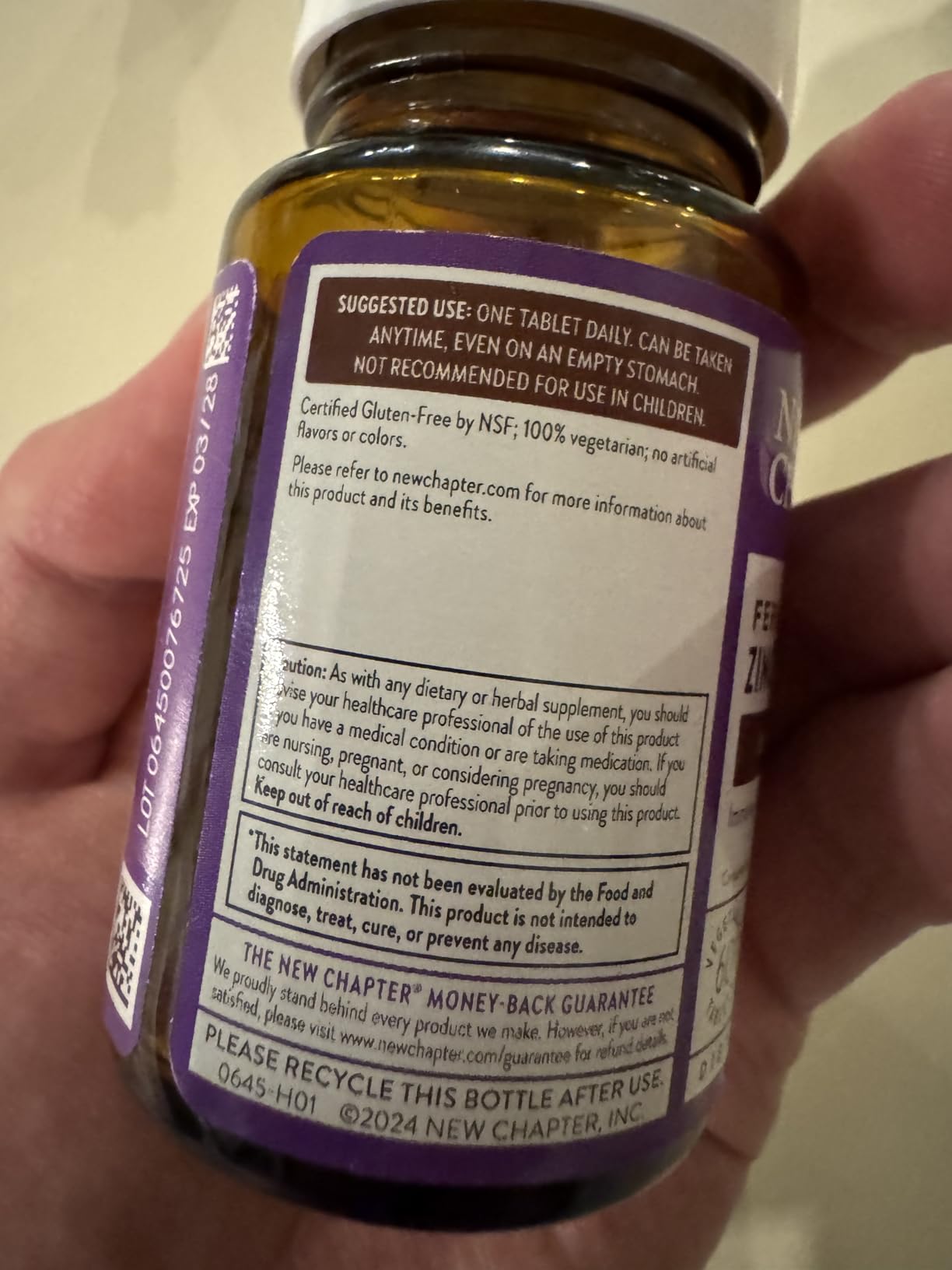New Chapter Zinc Supplement, Fermented Zinc Complex, ONE Daily for Immune Support + Skin Health, Mineral-Balancing Formula Rich in Copper, Easy to Swallow & Digest, 60 Count (2 Month Supply) customer photo 1