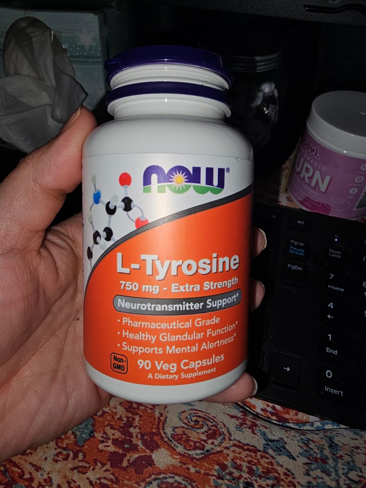 NOW Supplements, L-Tyrosine 750 mg, Supports Mental Alertness*, Neurotransmitter Support*, 90 Veg Capsules customer photo 1