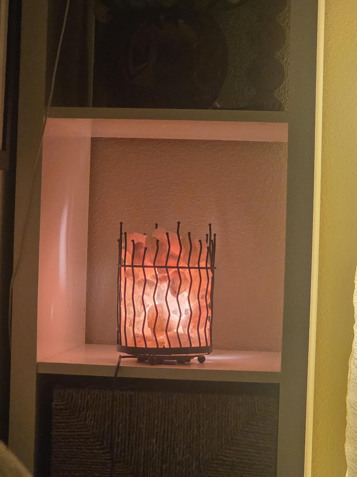 Natural Himalayan Salt, Tall Round Metal Basket Lamp with Dimmer Switch | 8-10 lbs customer photo 2