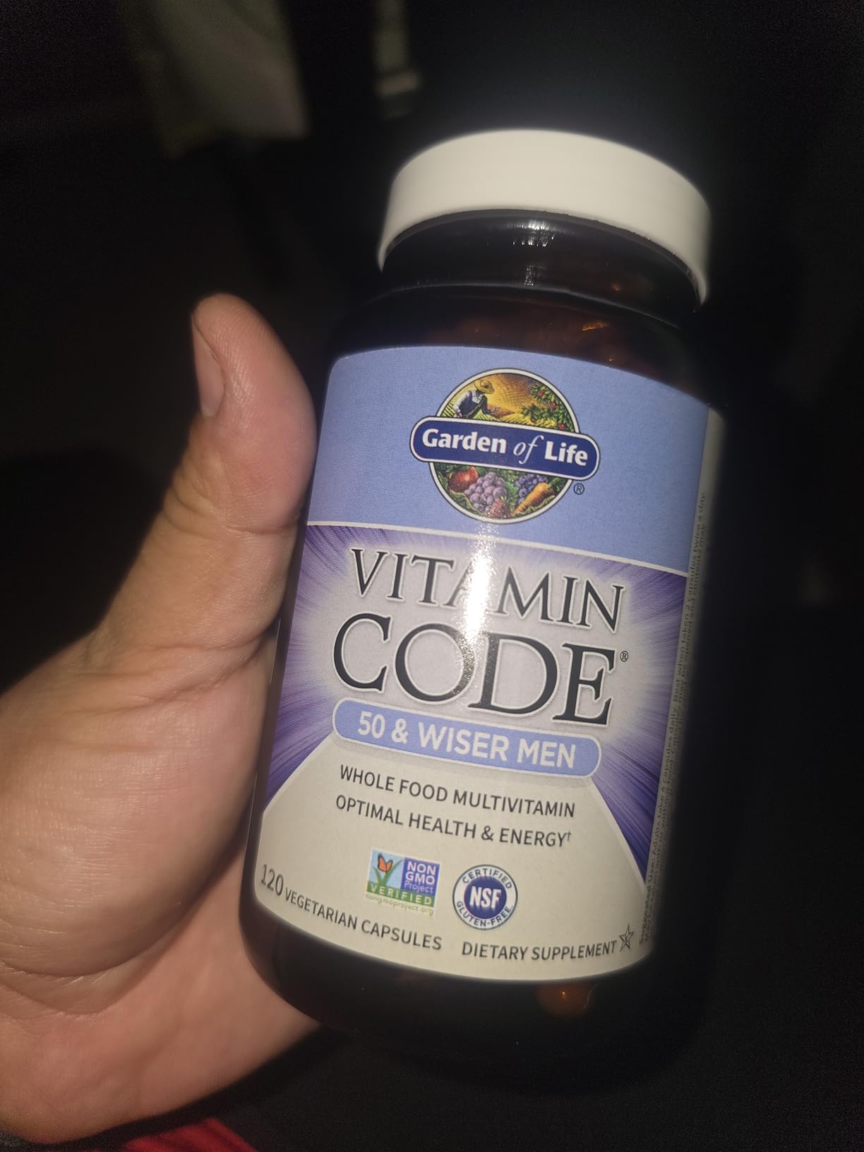 Garden of Life Multivitamin for Men - Vitamin Code 50 & Wiser Men's Raw Whole Food Vitamin Supplement with Probiotics, Vegetarian, 120 Capsules customer photo 2