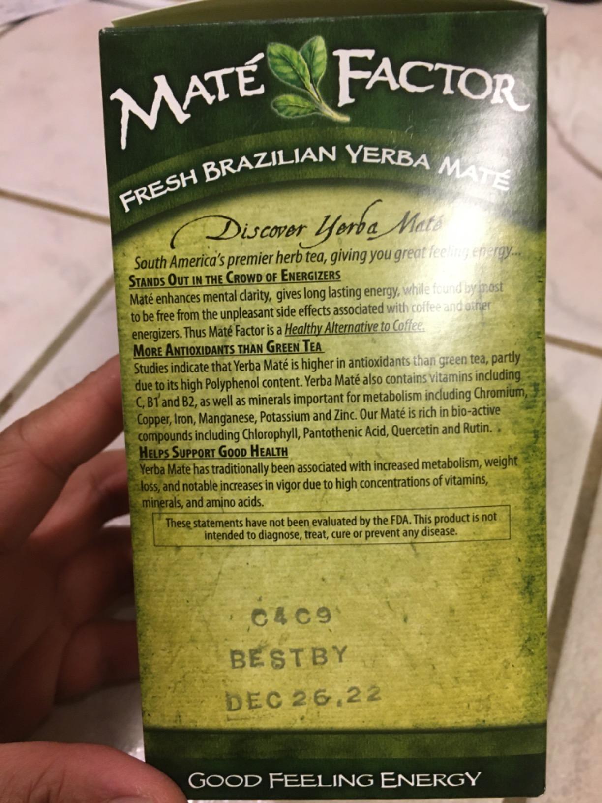 The Mate Factor Yerba Mate Energizing Herb Tea Bag, Organic Fresh Green, 24-Count Box 2.96 oz customer photo 2