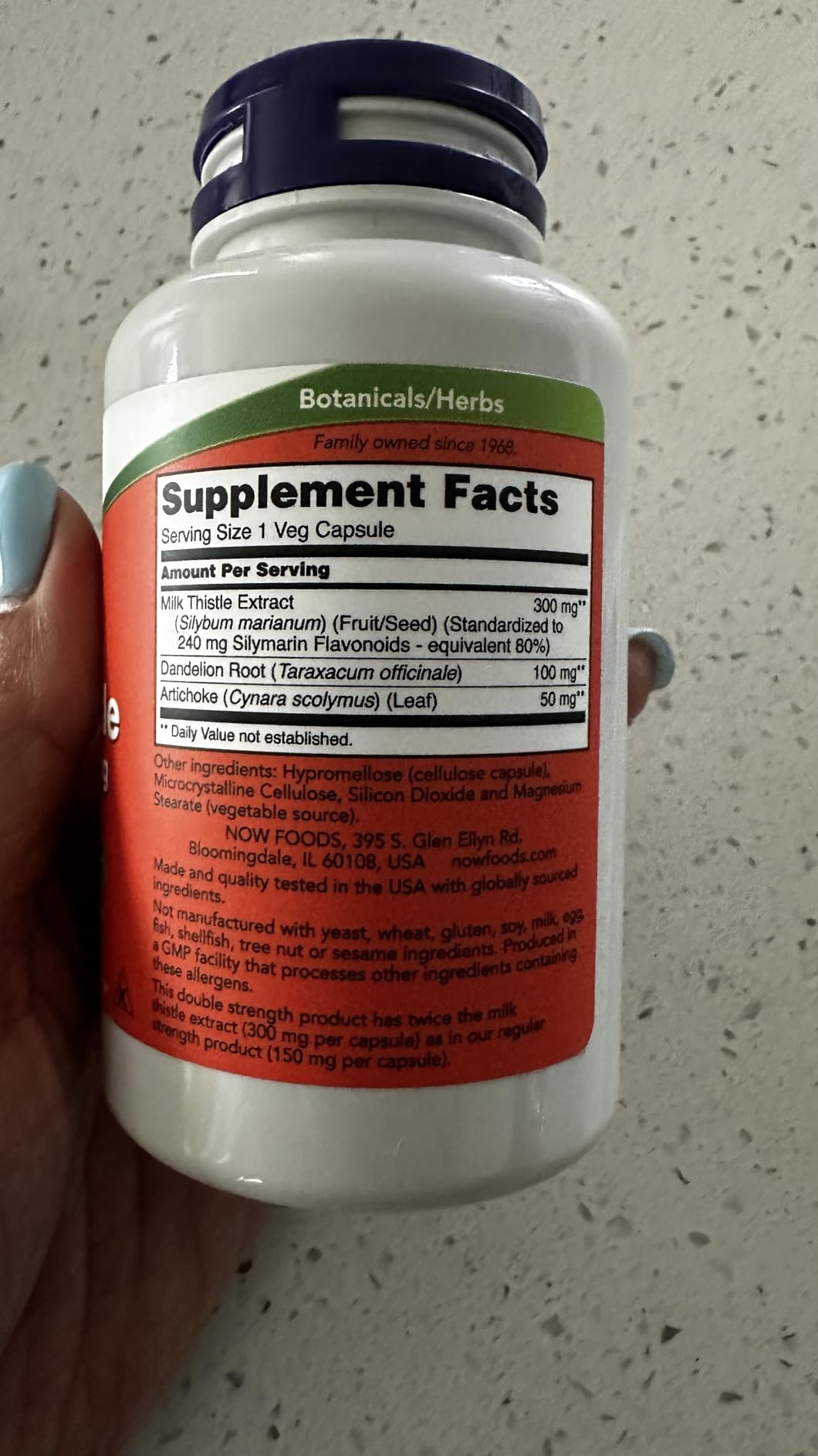 NOW Foods Supplements, Silymarin Milk Thistle Extract 300 mg with Artichoke and Dandelion, Double Strength, Supports Liver Function, 200 Veg Capsules customer photo 1