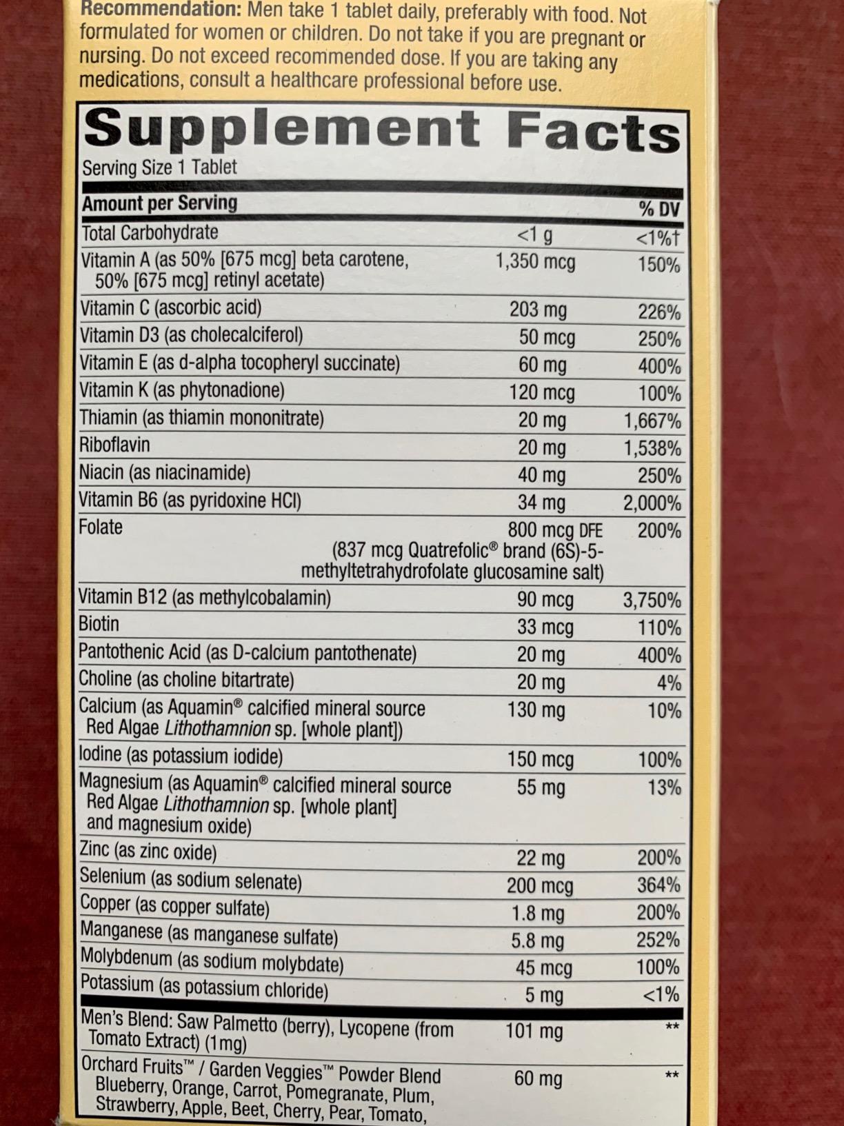 Nature's Way Alive! Ultra Potency Multivitamin for Men 50 Plus, Complete High Potency Formula with Vitamin D3, C, E, Methyl B12, Supports Cellular Energy, Heart, Brain, and Eye Health, 60 Tablets customer photo 1