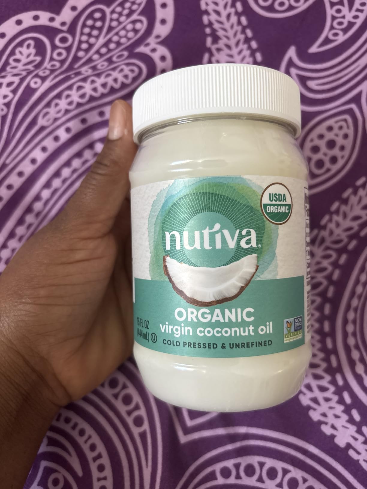 Nutiva Organic, Cold-Pressed, Unrefined, Virgin Coconut Oil from Fresh, non-GMO, Sustainably Farmed Coconuts, 15-ounce customer photo 1