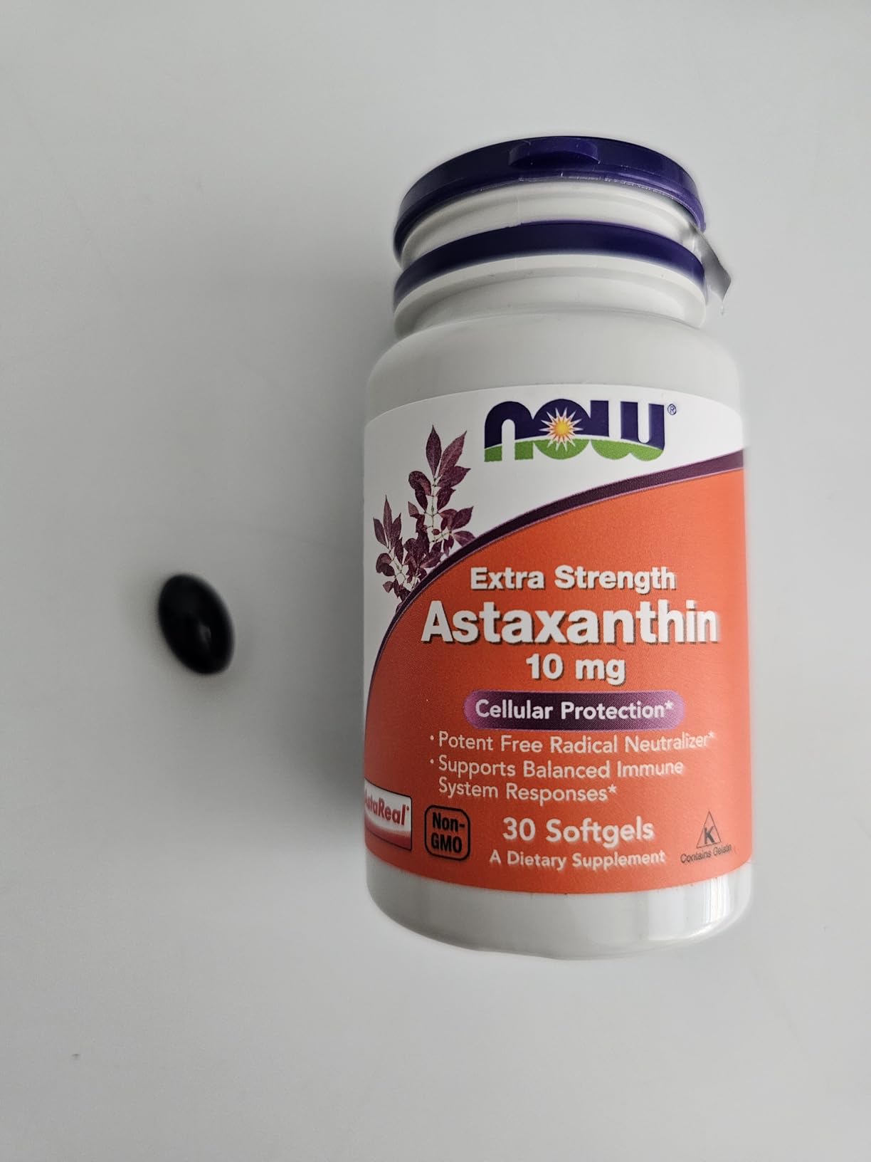 NOW Foods Supplements, Astaxanthin 10mg, Extra Strength, derived from Non-GMO Haematococcus Pluvialis Microalgae and has naturally occurring Lutein, Canthaxanthin and Beta-Carotene, 60 Softgels customer photo 1