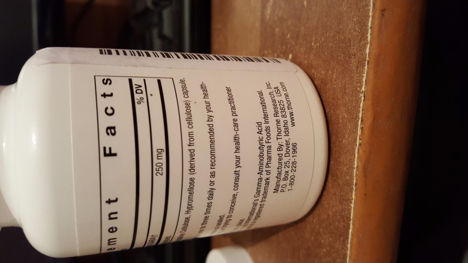 THORNE - PharmaGABA-250 - GABA Supplement - 250 mg Natural Source Gamma-Aminobutyric Acid - Promotes a Calm, Relaxed, Focused State of Mind* - 60 Capsules customer photo 2