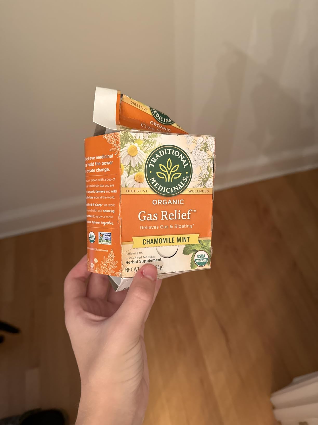Traditional Medicinals Tea, Organic Gas Relief - Relieves Gas & Bloating, Chamomile Mint - Kosher, Non-GMO, Caffeine-Free - 16 Tea Bags customer photo 2