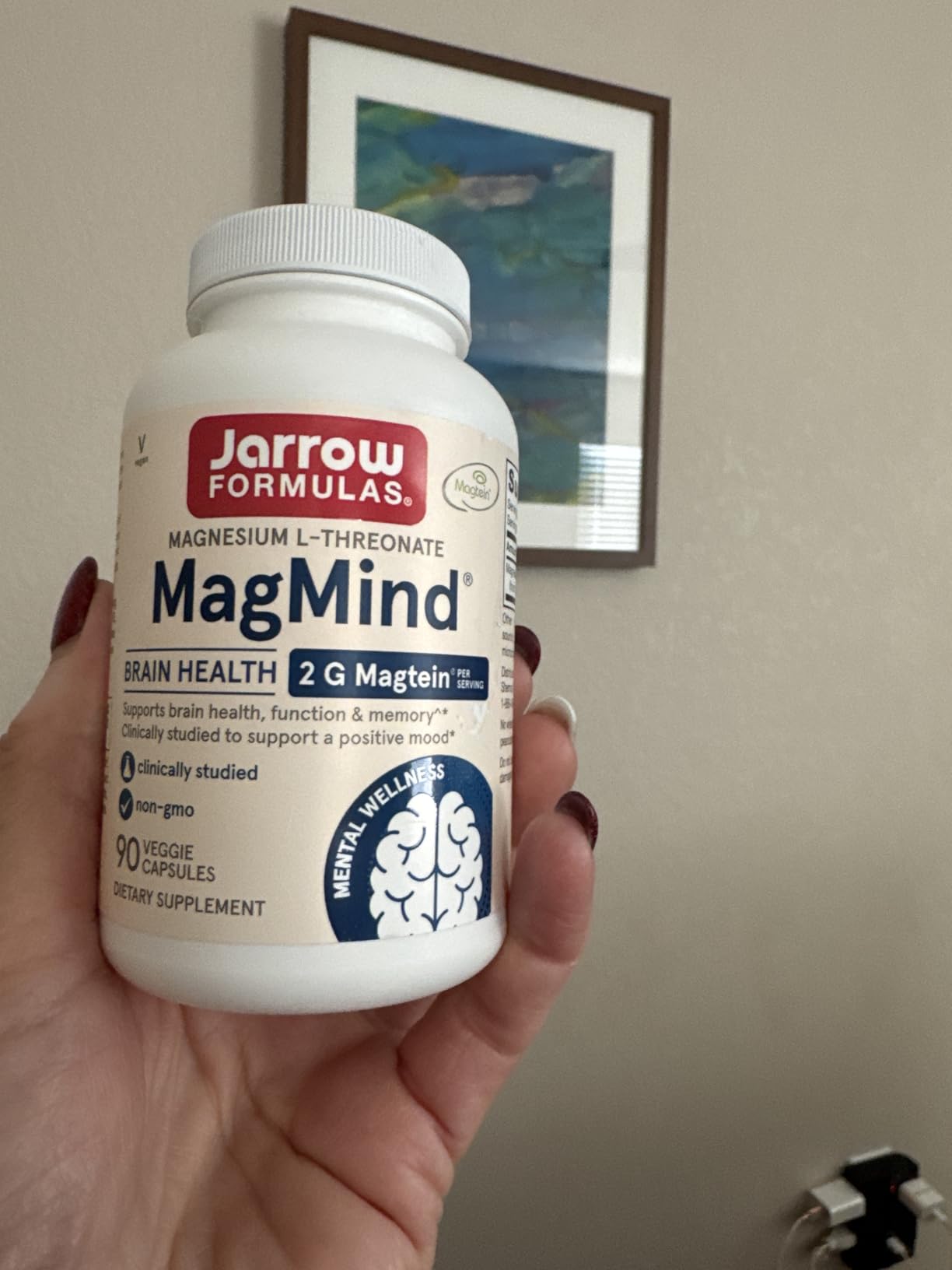 Jarrow Formulas Magnesium L-Threonate, MagMind Magtein Magnesium Supplement, Brain Supplements for Memory Support, 90 Veggie Capsules, Up to a 30 Day Supply customer photo 1