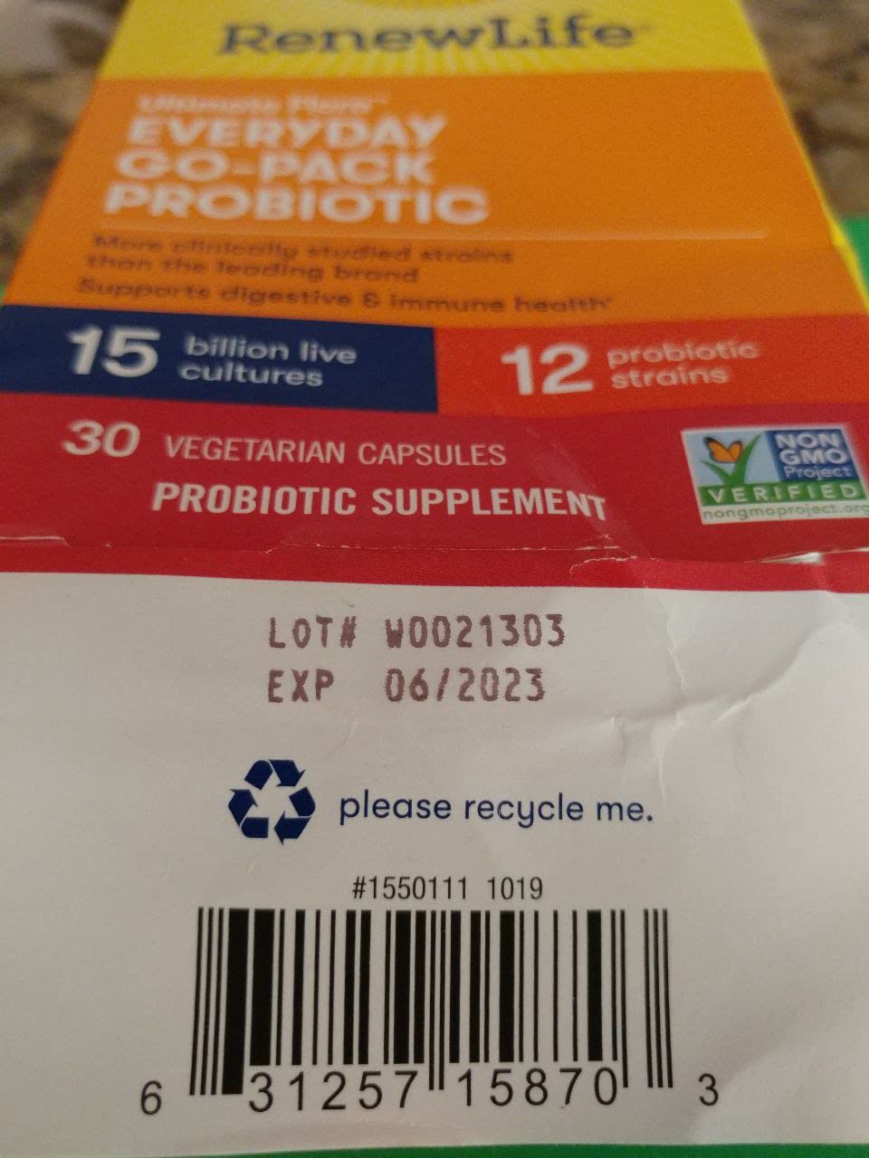 Renew Life Everyday Go-Pack Probiotic Capsules, Daily Supplement Supports Urinary, Digestive and Immune Health, L. Rhamnosus GG, Dairy, Soy and gluten-free, 15 Billion CFU, 30 Count customer photo 1