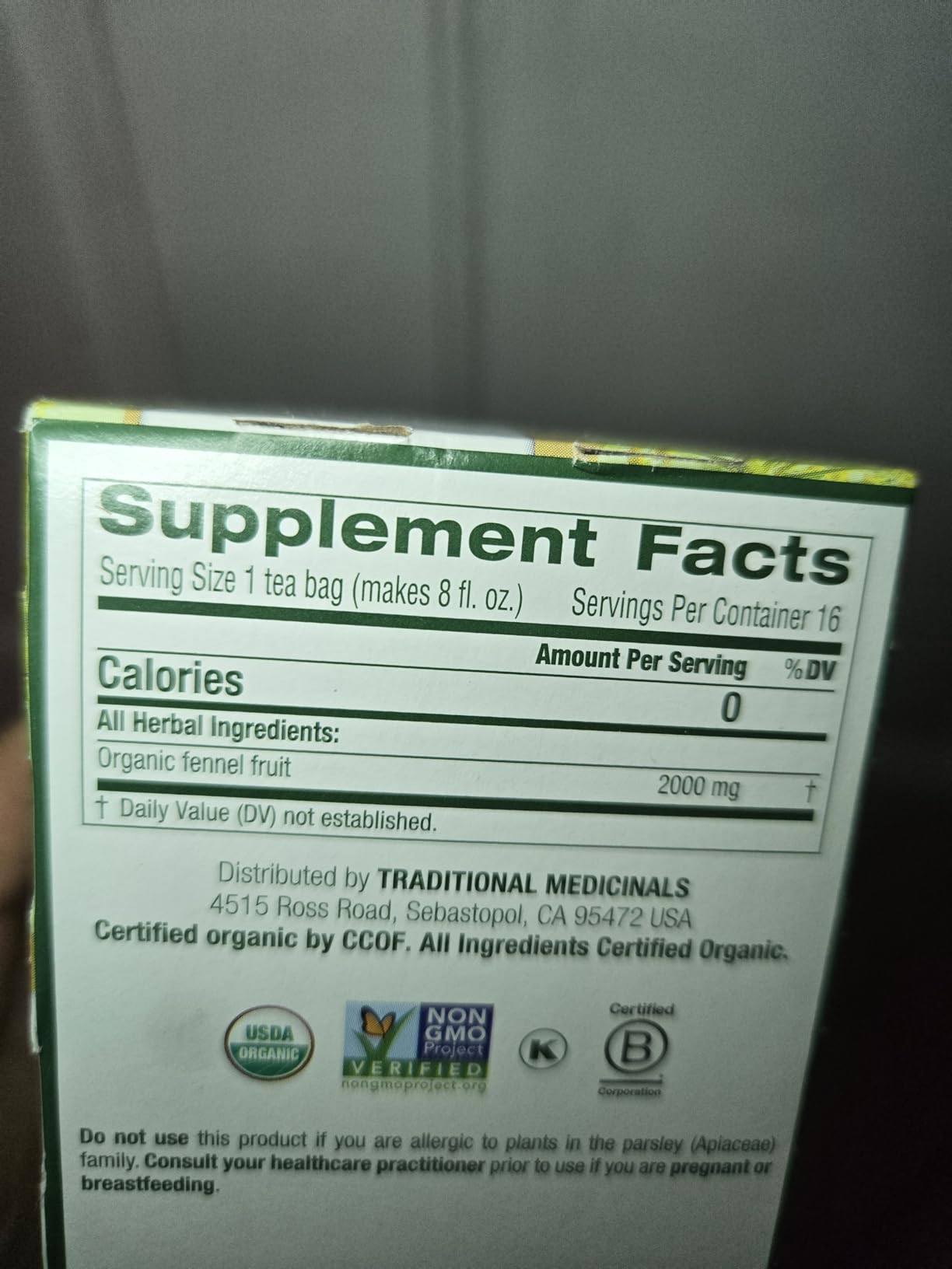 Traditional Medicinals Organic Fennel Tea, 16 Count customer photo 1