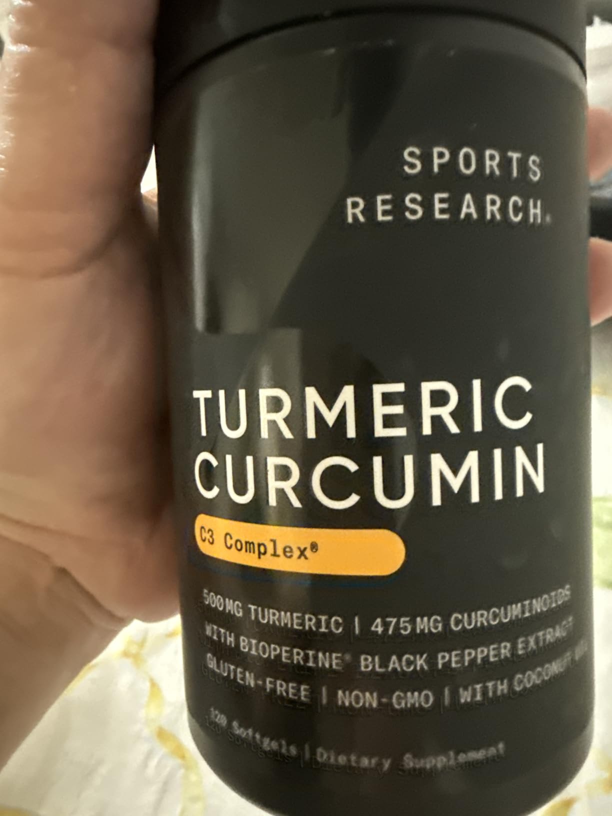 Sports Research Turmeric Curcumin C3 Complex w/BioPerine Black Pepper Extract & Organic Coconut Oil - Standardized 95% Curcuminoids, Non-GMO, Gluten Free - 120 Count Softgels customer photo 1