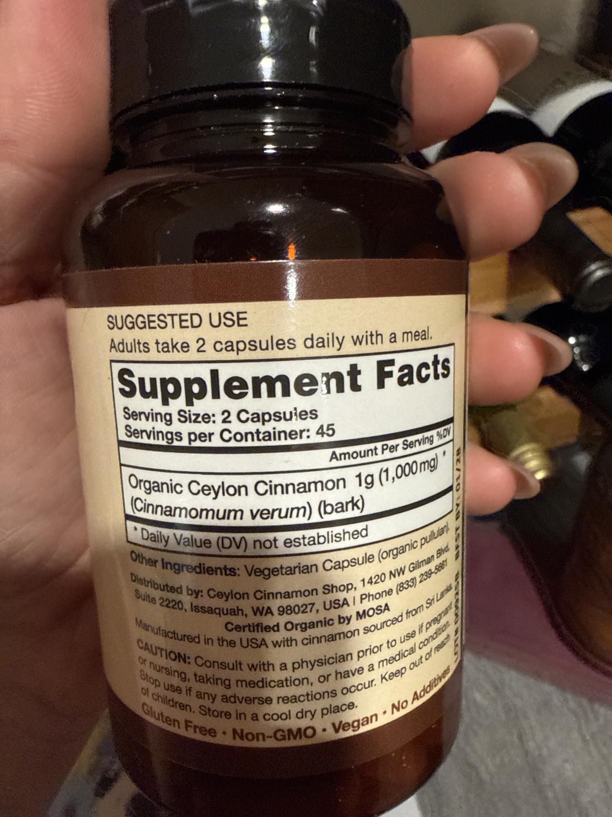 Ceylon Cinnamon Shop Organic Ceylon Cinnamon (100% Certified) Supplement - 90 Capsules customer photo 1