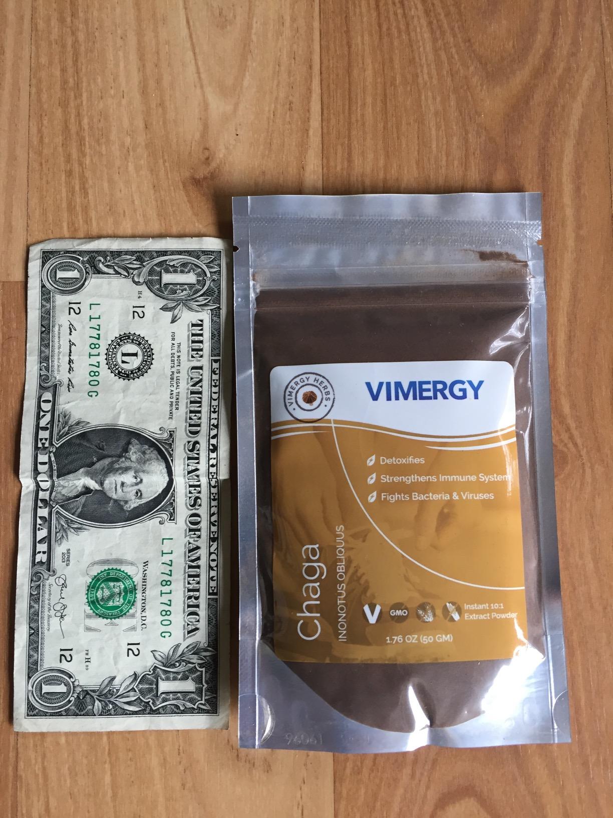 VIMERGY USDA Organic Wild Chaga Mushroom Extract Powder, 166 Servings - Ideal in Chaga Tea, Coffee, Smoothies - Cardiovascular Support - Kosher, Vegan, No Gluten, Paleo - Pure Chaga, No Fillers (250g) customer photo 2