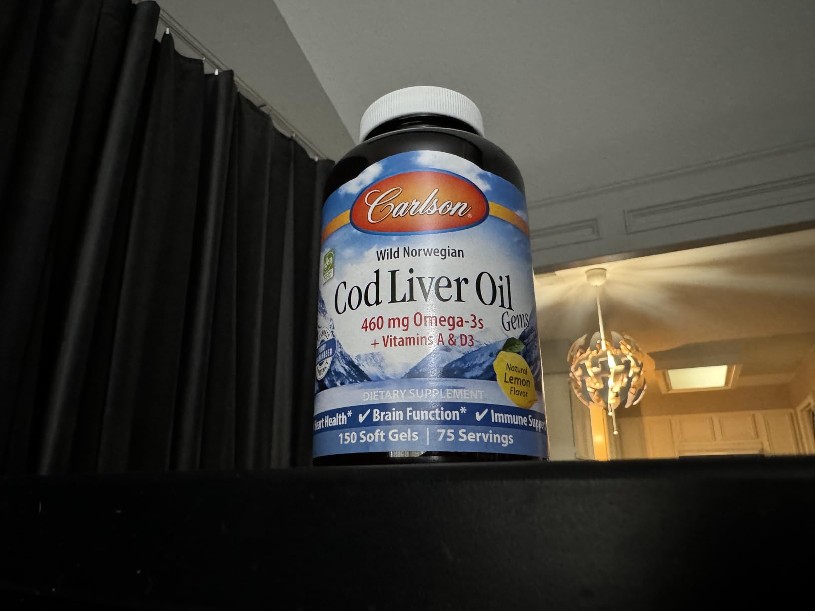Carlson - Cod Liver Oil Gems, 460 mg Omega-3s + Vitamins A & D3, Wild-Caught Norwegian Arctic Cod Liver Oil, Sustainably Sourced Nordic Fish Oil Capsules, Lemon, 180 Softgels customer photo 1