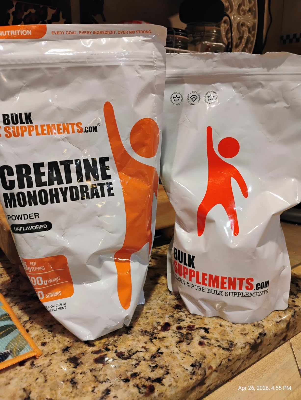 BulkSupplements.com Creatine Monohydrate Powder - Micronized Creatine Powder, Unflavored - Pure & Gluten Free, 5g per Serving, 500g (1.1 lbs) customer photo 2
