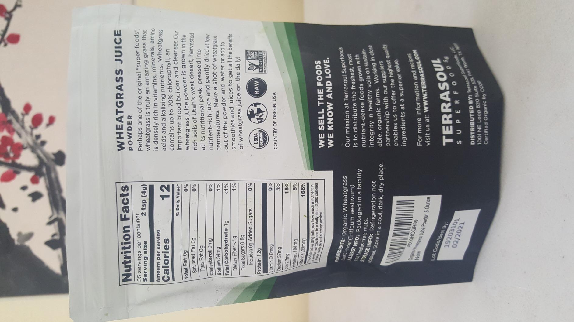 Terrasoul Superfoods Organic Wheat Grass Juice Powder, 5 Oz, Grown in Utah, Made from Nutrient Concentrated Juice, Revitalize with Green Nutrition: Smoothies, Detox Drinks, and Wellness Shots customer photo 1