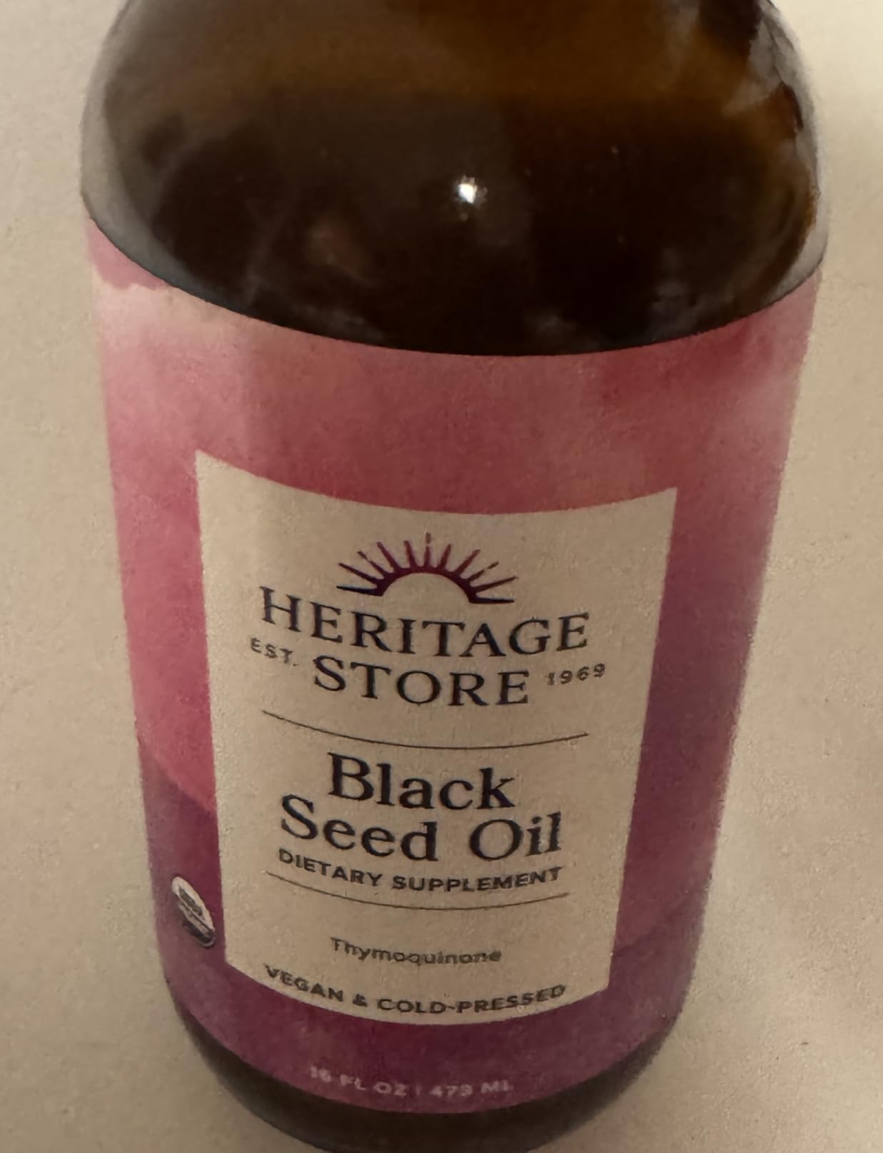 HERITAGE STORE Black Seed Oil, Organic, Cold Pressed Nigella Sativa Supplement with Thymoquinone, Omega 3 6 9, Antioxidant, Immunity, Cholesterol, Digestive, Heart & Join Health Support, Vegan, 8oz customer photo 1