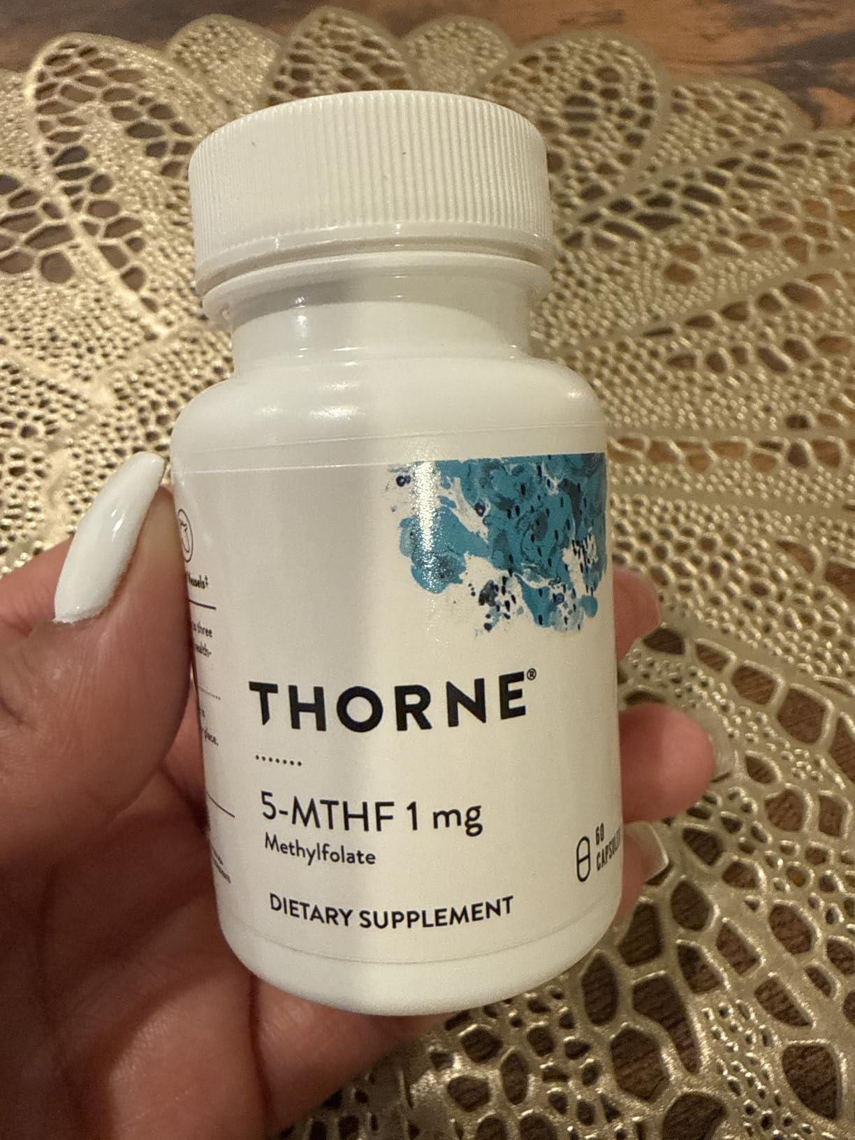 THORNE 5-MTHF - Methylfolate (Active B9 Folate) Supplement - Supports Cardiovascular Health, Fetal Development, Nerve Health, Methylation & Homocysteine Levels* - 60 Servings - 5-MTHF 1mg customer photo 1