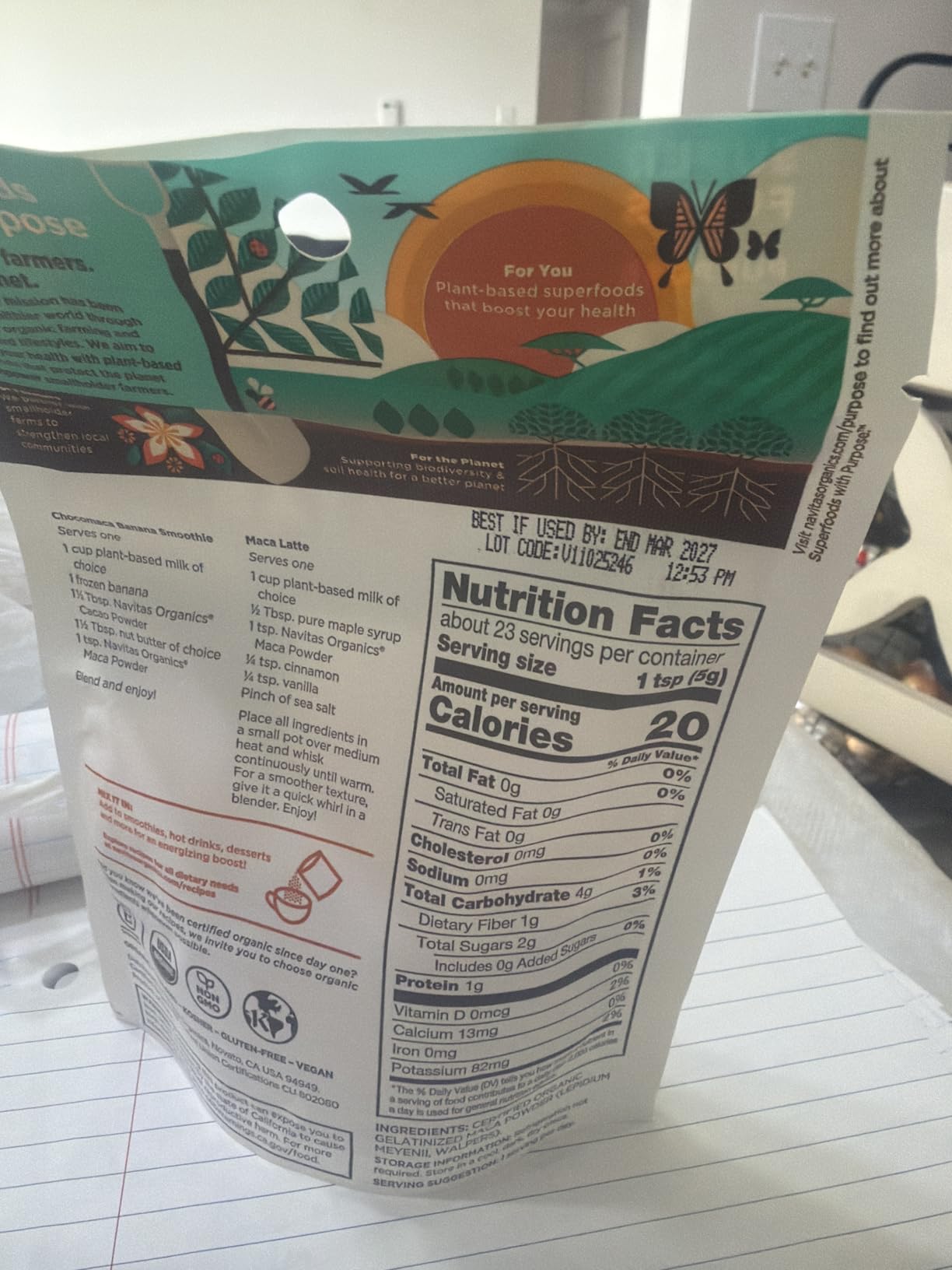 Navitas Organics Maca Powder - 100% Gelatinized Peruvian Maca for Adaptogen Smoothies, Lattes, Baking & More - Energize & Balance - USDA Organic, Non GMO, Vegan, Gluten Free (4oz. Bag, 23 Servings) customer photo 1
