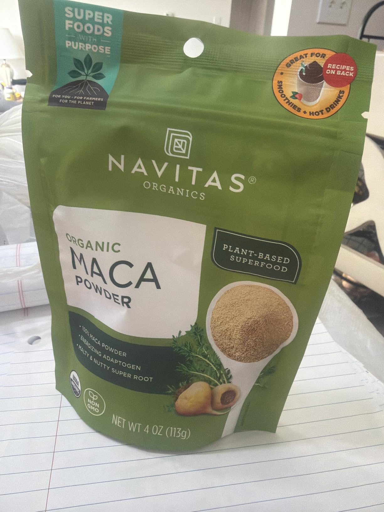 Navitas Organics Maca Powder - 100% Gelatinized Peruvian Maca for Adaptogen Smoothies, Lattes, Baking & More - Energize & Balance - USDA Organic, Non GMO, Vegan, Gluten Free (4oz. Bag, 23 Servings) customer photo 2