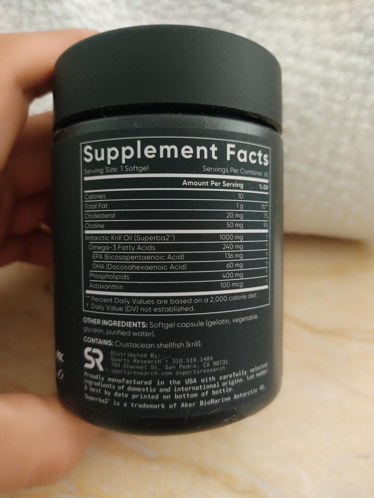 Sports Research Krill Oil Supplement with EPA & DHA Omega 3, Phospholipids & Astaxanthin from Antarctic Krill - Highest Concentration of Krill Oil for Men & Women - 1000mg, 60 Softgel Capsules customer photo 2