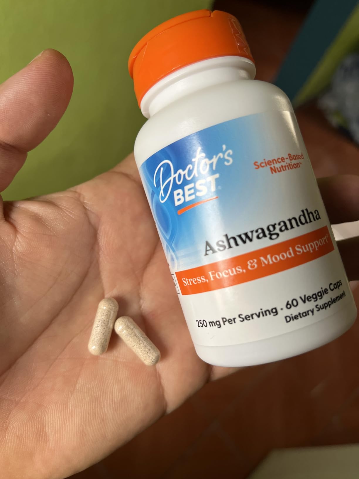 Doctor's Best Sensoril Ashwagandha Supplement for Men & Women - Ashwagandha Root & Leaf Extract Capsules, 250 mg per 2-Capsule Serving, Supports Stress Relief & Wellness, Vegan - 60 Veg Caps customer photo 1