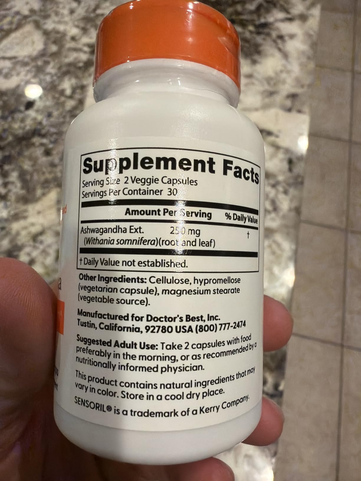 Doctor's Best Sensoril Ashwagandha Supplement for Men & Women - Ashwagandha Root & Leaf Extract Capsules, 250 mg per 2-Capsule Serving, Supports Stress Relief & Wellness, Vegan - 60 Veg Caps customer photo 2