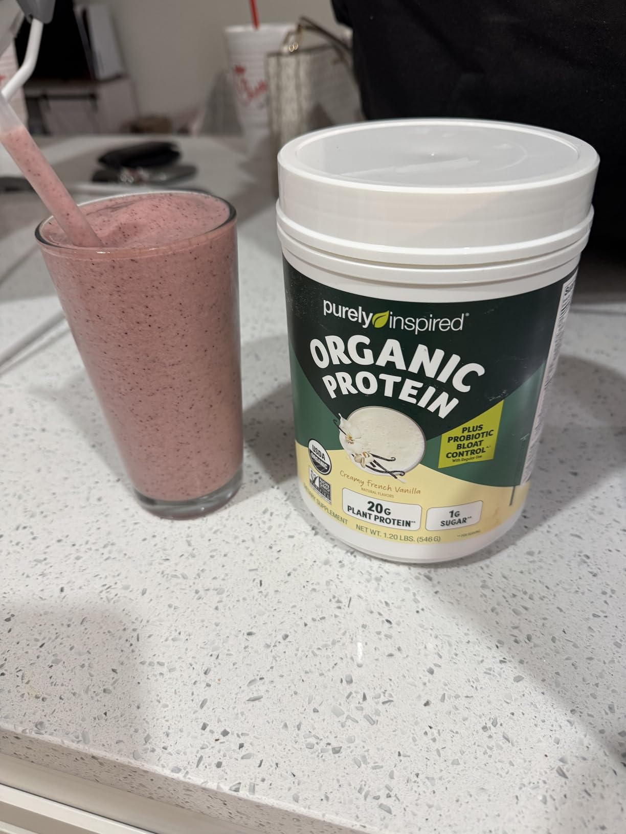 Purely Inspired Plant-Based Protein Powder for Men & Women, Creamy French Vanilla (16 Servings) - Vegan & Organic - 20g of Pea Protein Powder for Smoothies & Shakes - Dairy-Free, & Gluten-Free customer photo 1