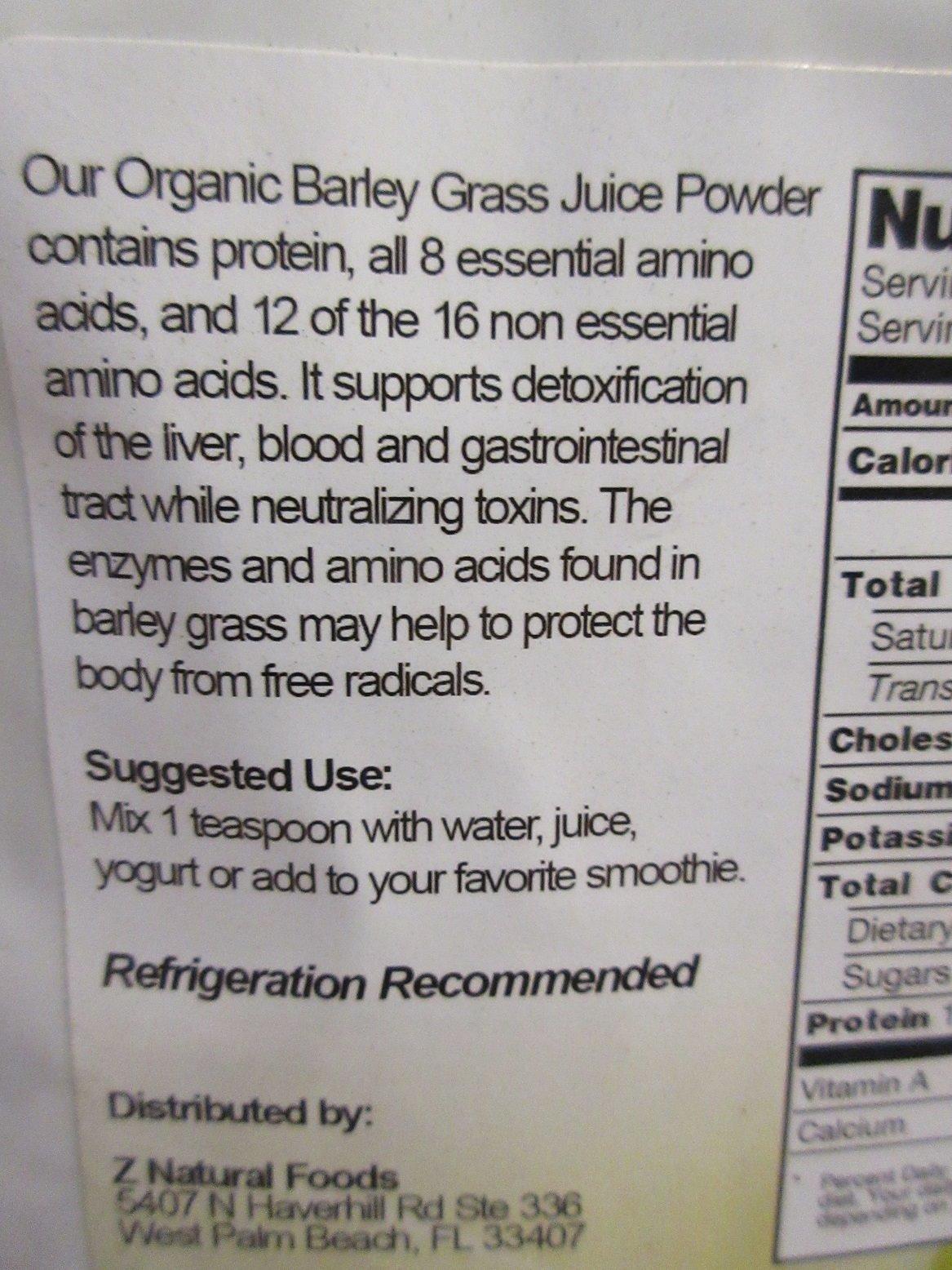 Z Natural Foods Organic Barley Grass Juice Powder - Made in USA, USDA Organic Nutrient-Dense Green Drink Mix for Energy, Detox with Amino Acids - Antioxidant Juice Blend for Water, Smoothies, 1 lb customer photo 1