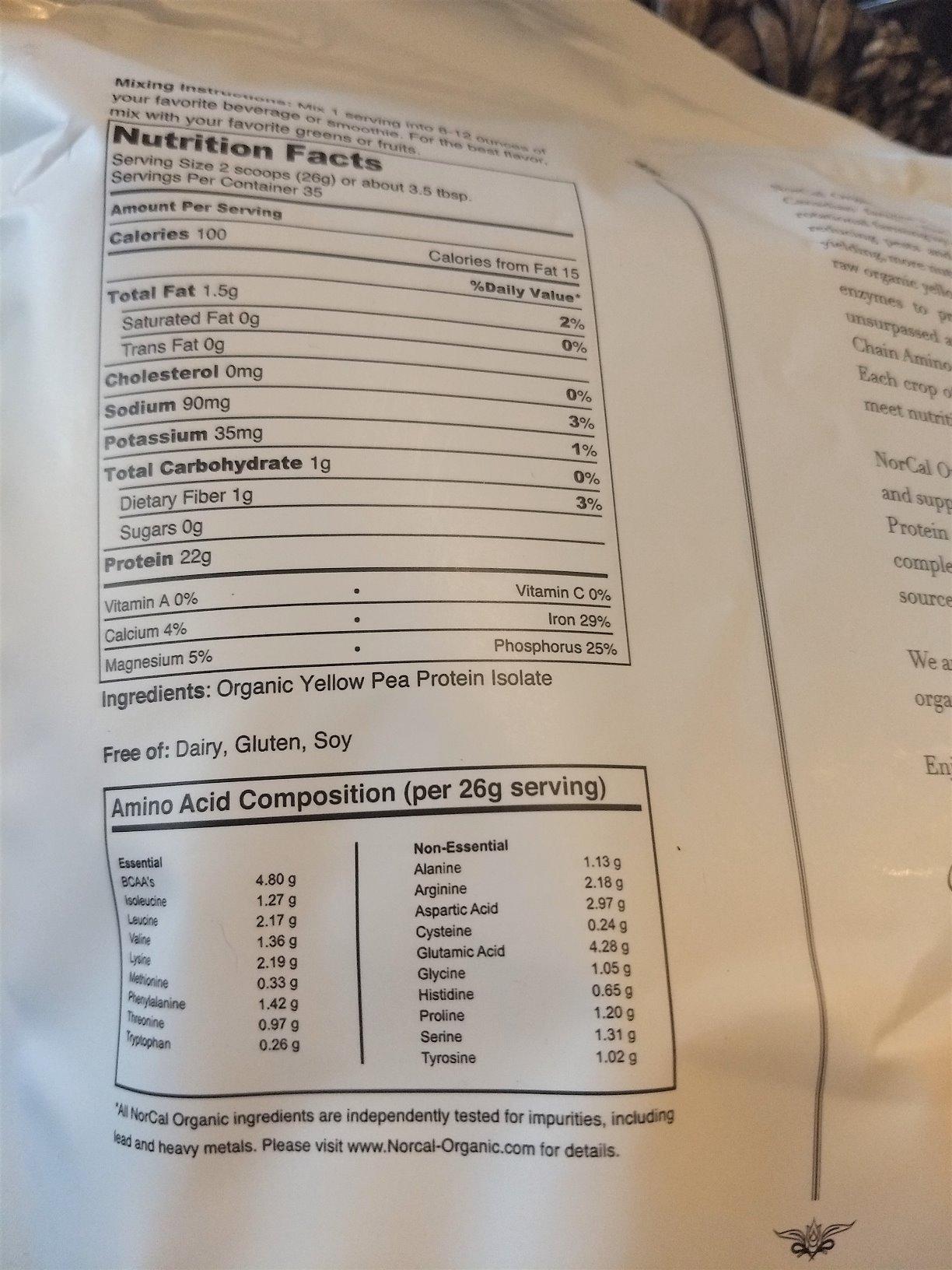 NorCal Organic - Premium Pea Protein Isolate - 100% Vegan and Organic - UNFLAVORED - 2 Pounds (Pack of 1) - 35 Servings customer photo 1