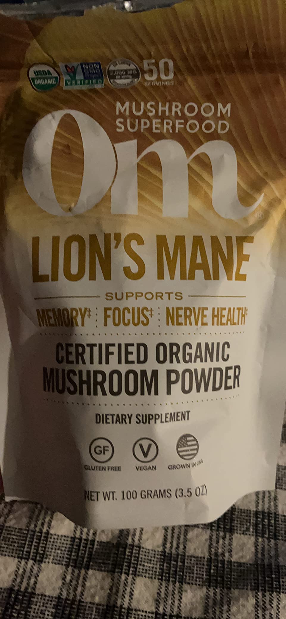 Om Lion's Mane Mushroom Powder - Organic Mushroom Supplement and Nootropic - Support Memory, Focus and Nerve Health, 3.5 oz (50 Servings) customer photo 2