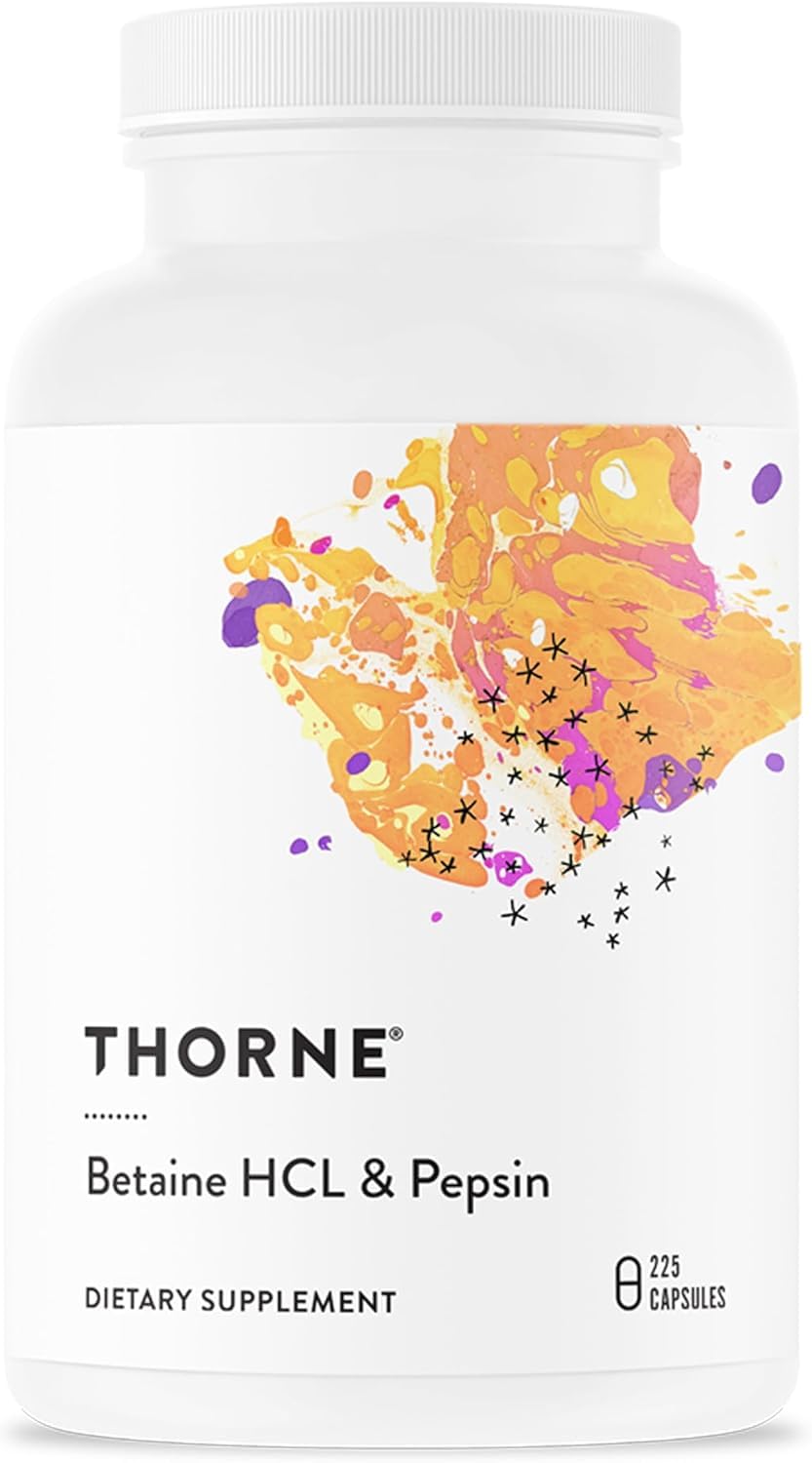 THORNE - Betaine HCL & Pepsin - Digestive Enzyme & Hydrochloric Acid Supplement for Protein Digestion & Occasional Gas or Bloating Relief* - Third-Party Certified - Gluten & Dairy-Free - 225 Capsules customer photo 1
