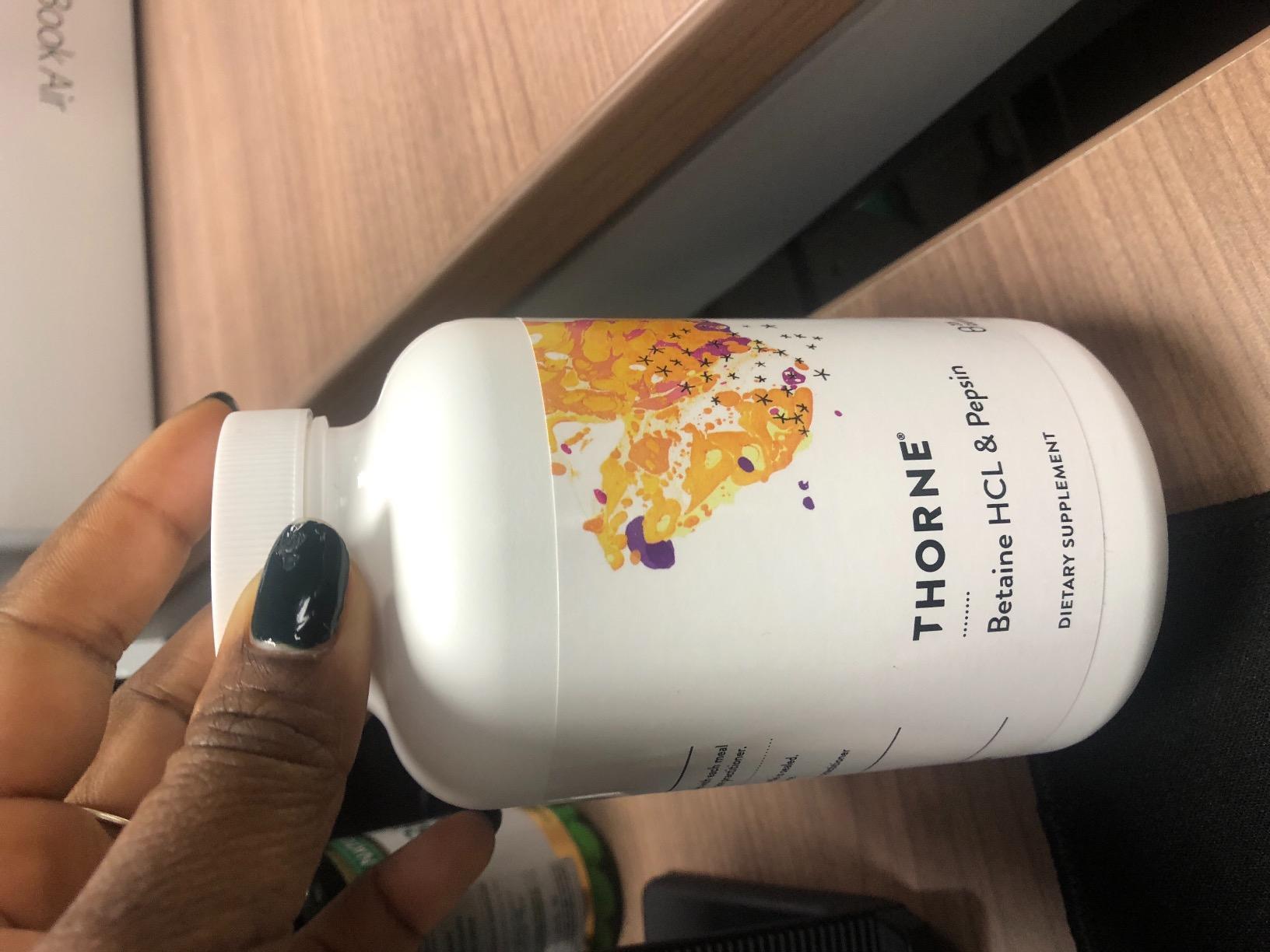 THORNE - Betaine HCL & Pepsin - Digestive Enzyme & Hydrochloric Acid Supplement for Protein Digestion & Occasional Gas or Bloating Relief* - Third-Party Certified - Gluten & Dairy-Free - 225 Capsules customer photo 2