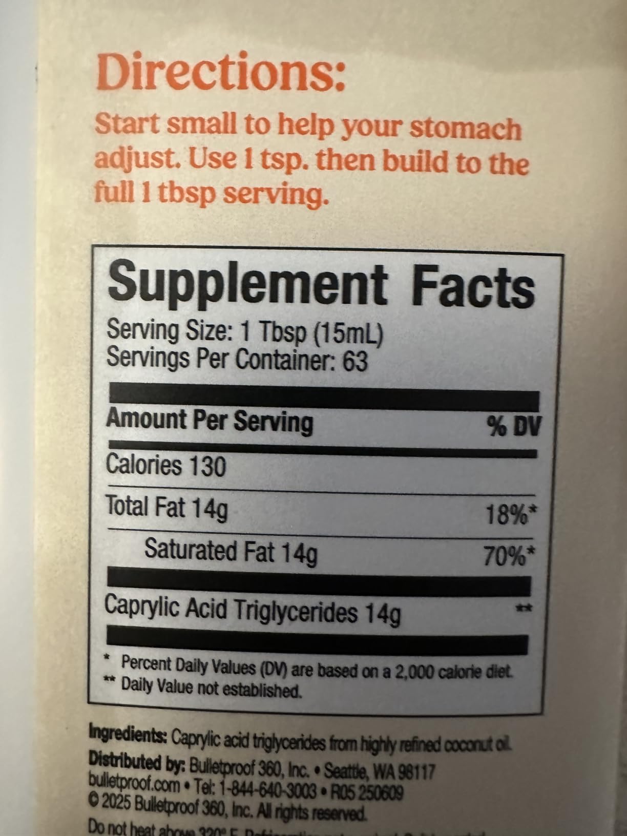 Bulletproof Brain Octane C8 MCT Oil, 16 oz - 100% Pure Coconut Oil, Triple-Distilled Keto Energy Supplement for Coffee & Smoothies, Unflavored, No Additives or Fillers, Non-GMO customer photo 1