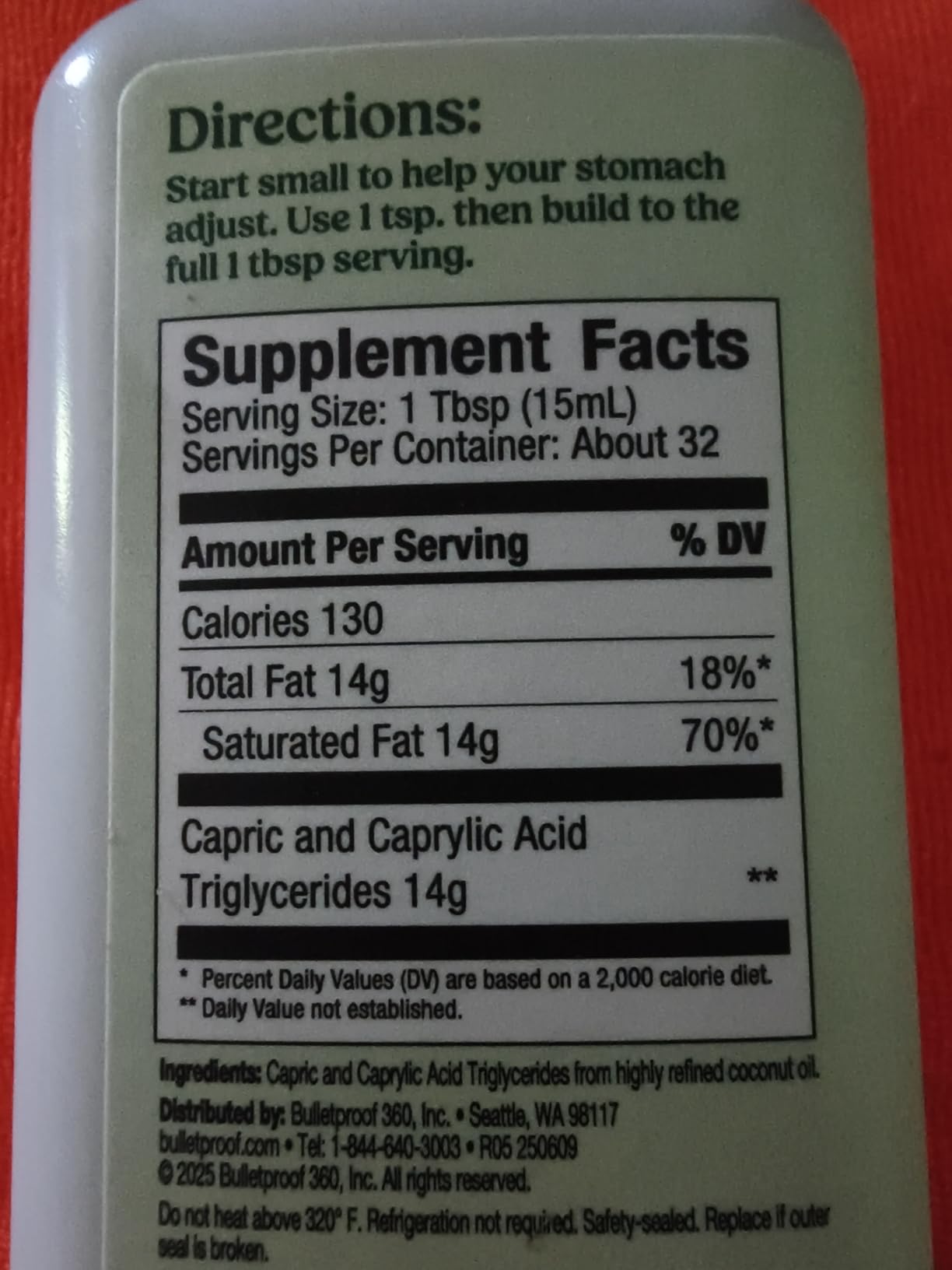 Bulletproof C8 & C10 MCT Oil, 100% Pure Coconut Oil, Triple-Distilled for Sustained Keto Energy, Unflavored, No Additives or Fillers, Non-GMO, 16 oz customer photo 2