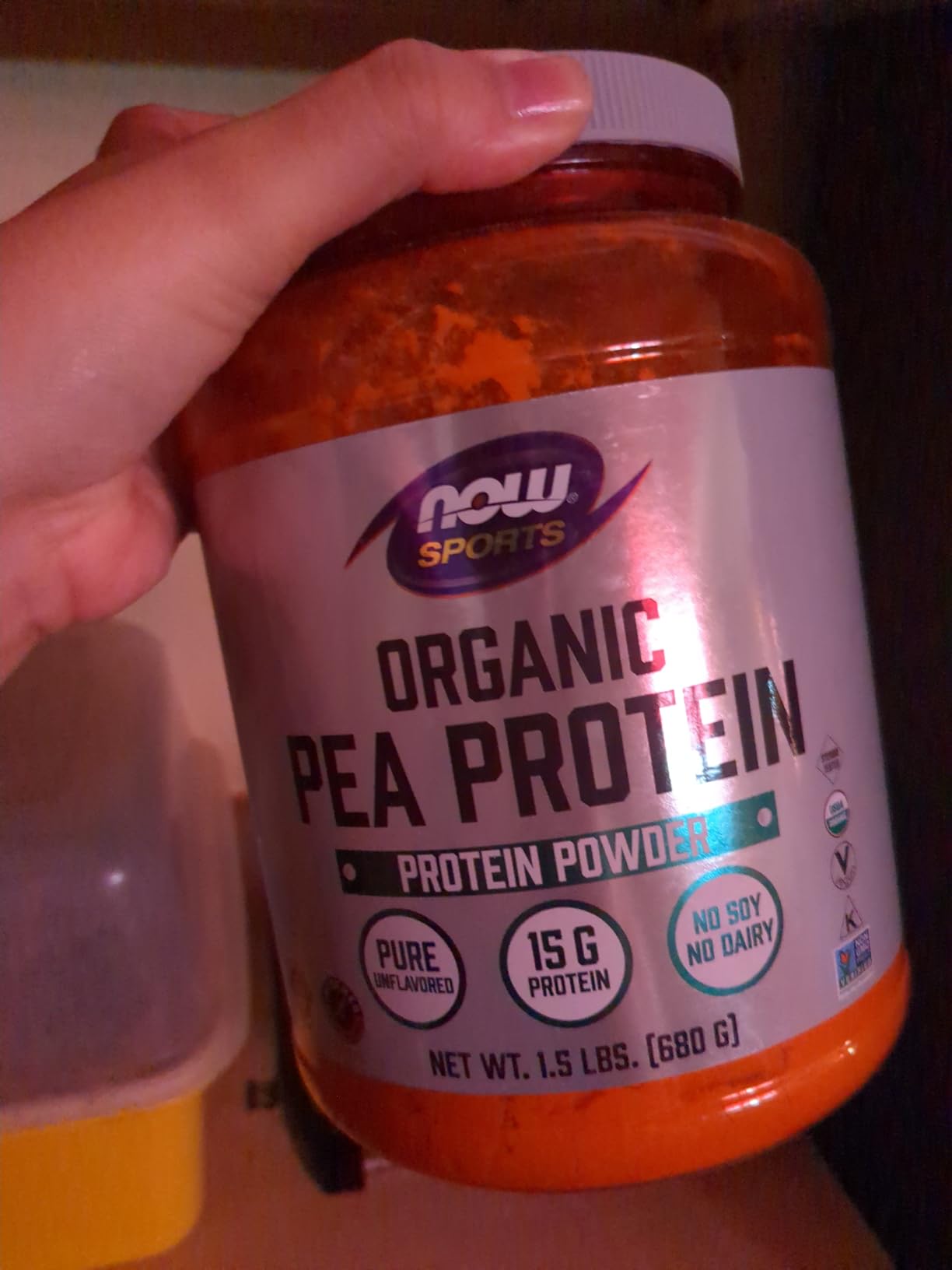 NOW Foods Sports Nutrition, Certified Organic Pea Protein 15 Grams, Unflavored Powder, 1.5-Pound customer photo 1
