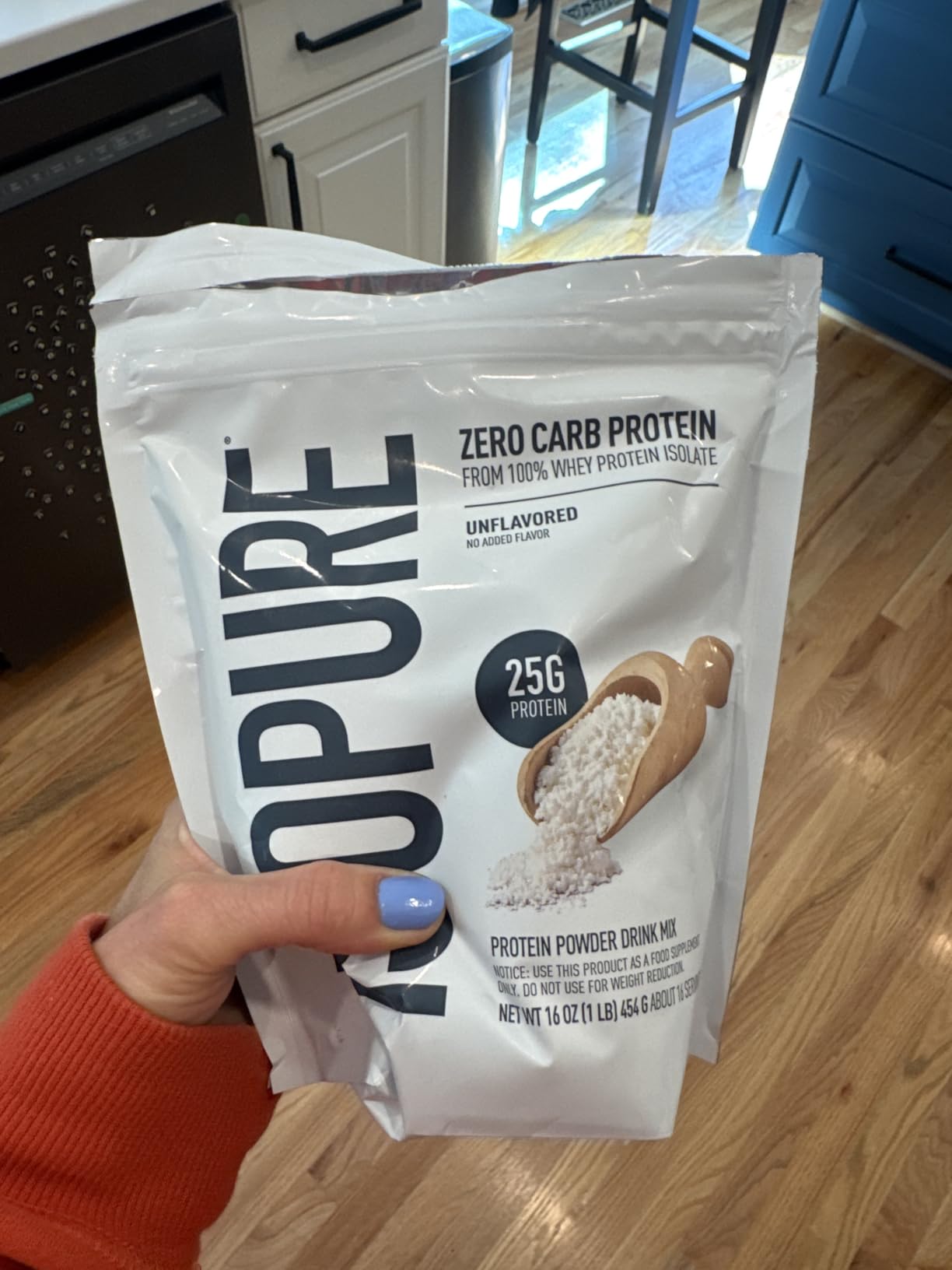 Isopure Zero Carb 100% Pure Whey Isolate Protein Powder, Gluten Free, with Vitamins, Unflavored, 25g Protein Per Serving, 1 Lb, 16 Servings customer photo 1