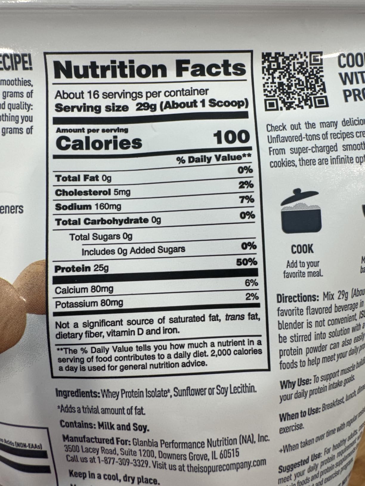 Isopure Zero Carb 100% Pure Whey Isolate Protein Powder, Gluten Free, with Vitamins, Unflavored, 25g Protein Per Serving, 1 Lb, 16 Servings customer photo 2