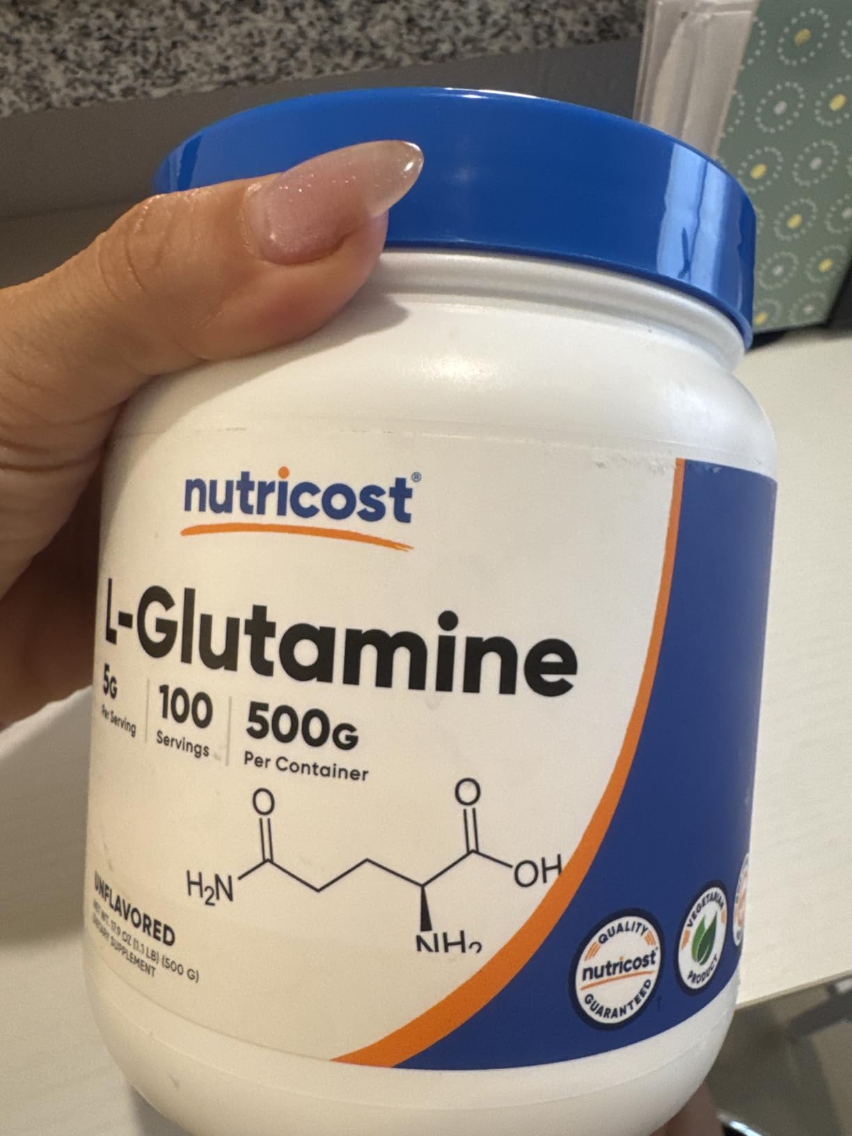 Nutricost L-Glutamine Powder (500 Grams) Unflavored - Gluten Free & Non-GMO, 100 Servings customer photo 1