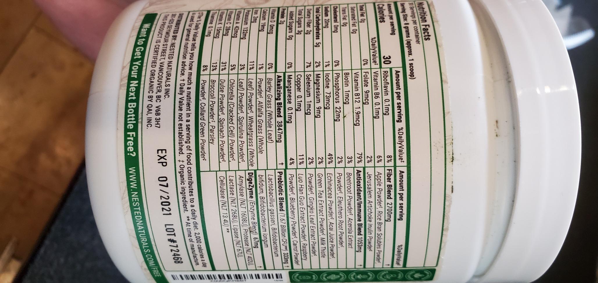 Nested Naturals Super Greens Daily Superfood Powder - Certified USDA Organic Green Powder w/20+ Whole Foods, Spirulina Powder, Wheat & Barley Grass - Probiotics, Fiber & Enzymes - Original Flavour, 30 customer photo 2